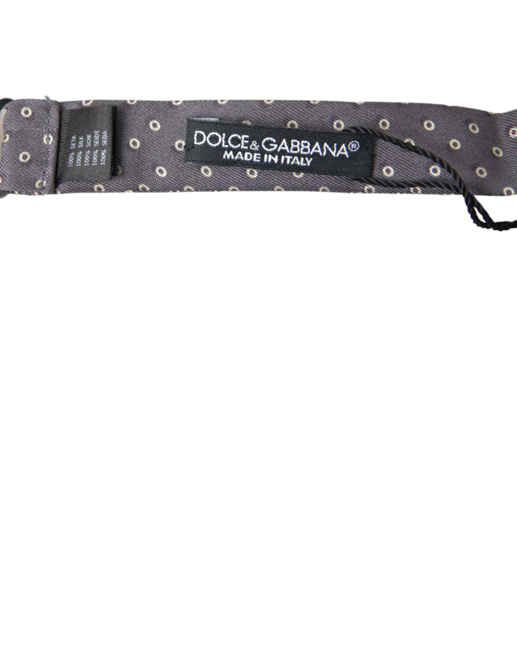 Dolce & Gabbana Gray Polka Dots Silk Adjustable Neck Papillon Bow Men's Tie