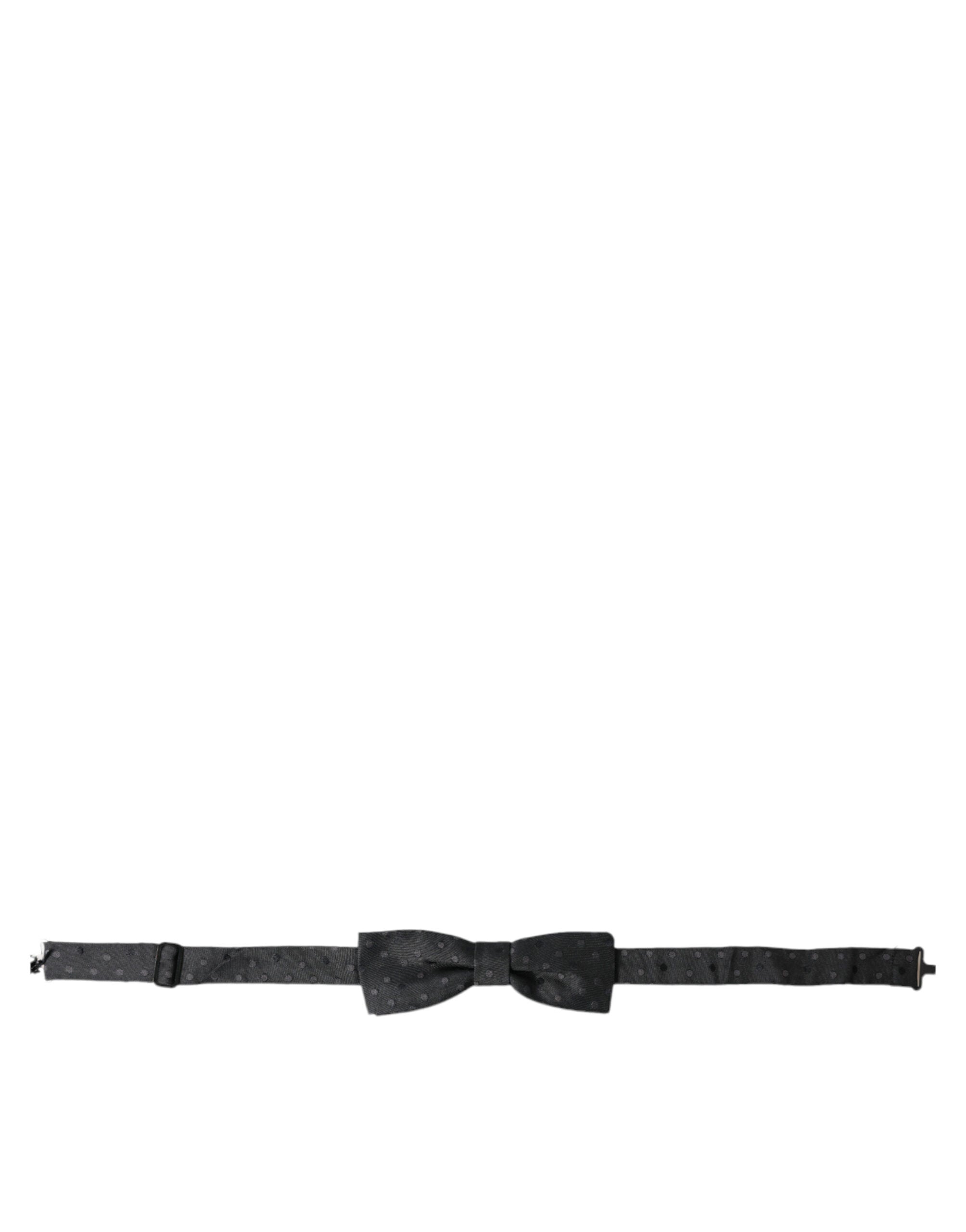 Dolce & Gabbana Gray Polka Dot Silk Adjustable Neck Men Papillon Bow Men's Tie