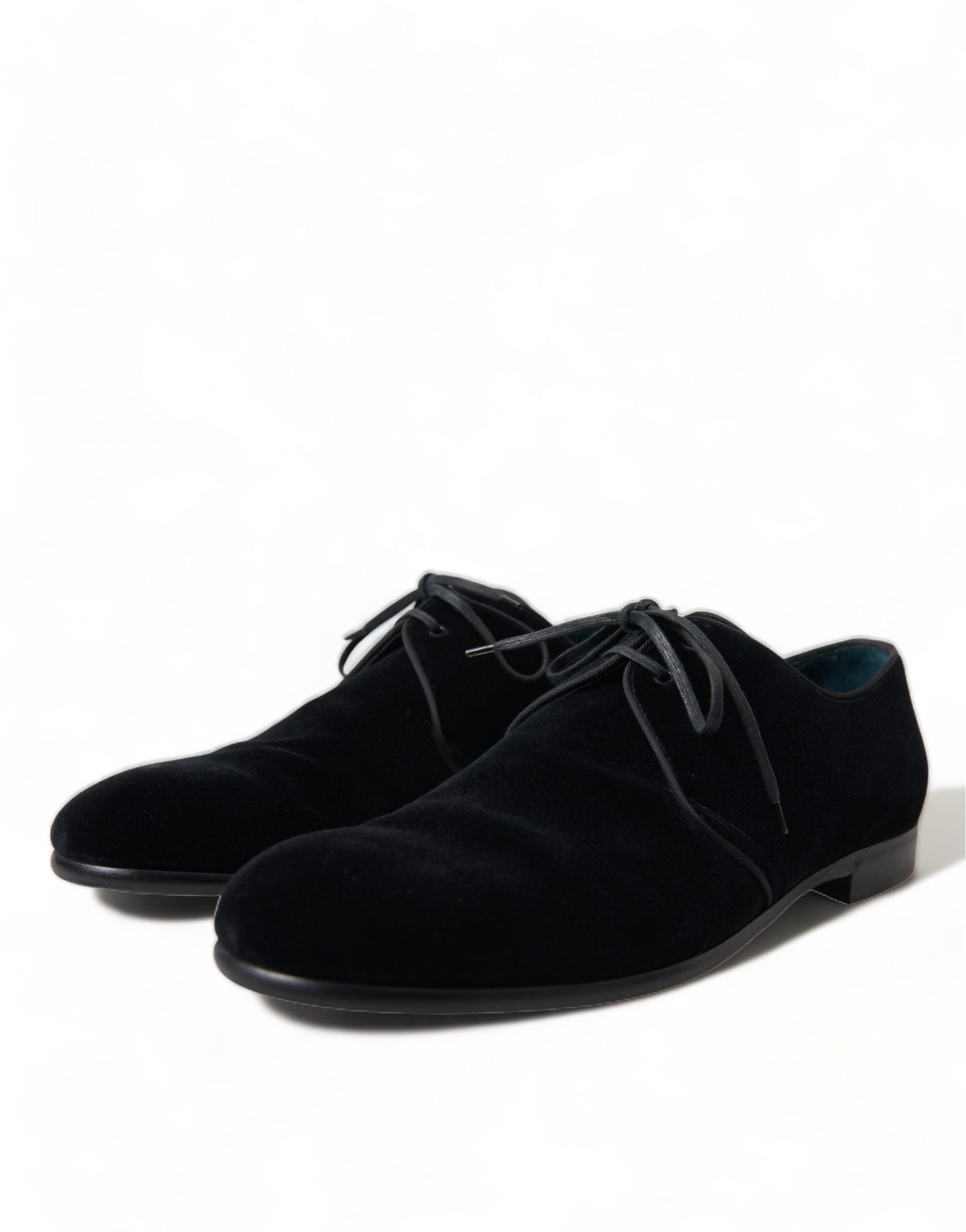 Dolce & Gabbana Black Velvet Lace Up Formal Derby Dress Men's Shoes