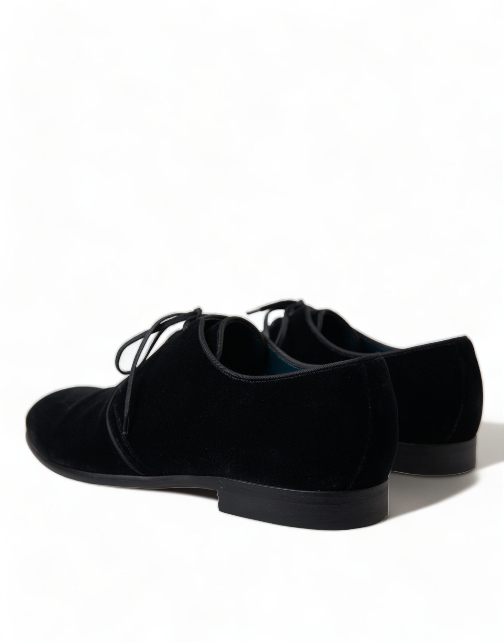 Dolce & Gabbana Black Velvet Lace Up Formal Derby Dress Men's Shoes