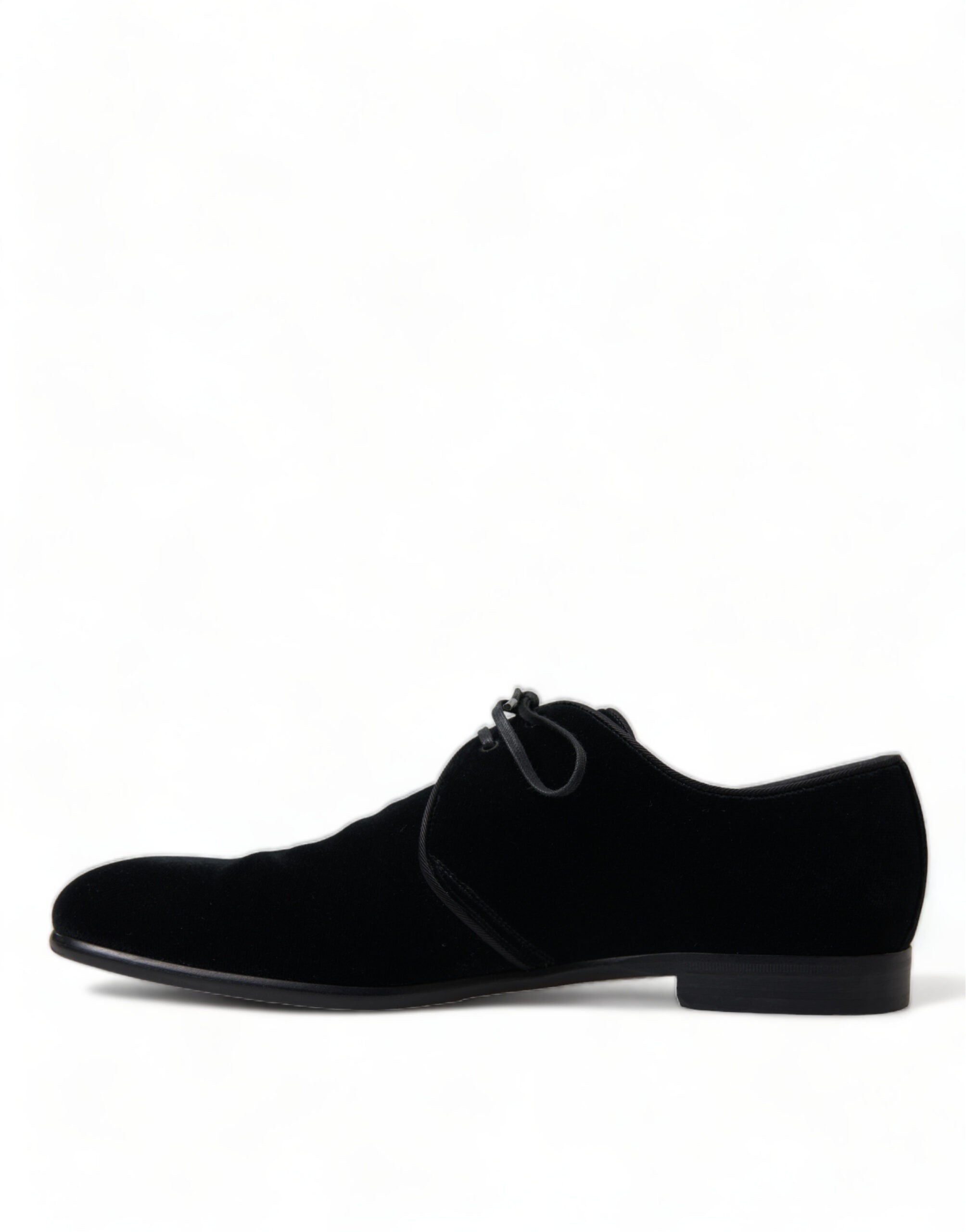 Dolce & Gabbana Black Velvet Lace Up Formal Derby Dress Men's Shoes