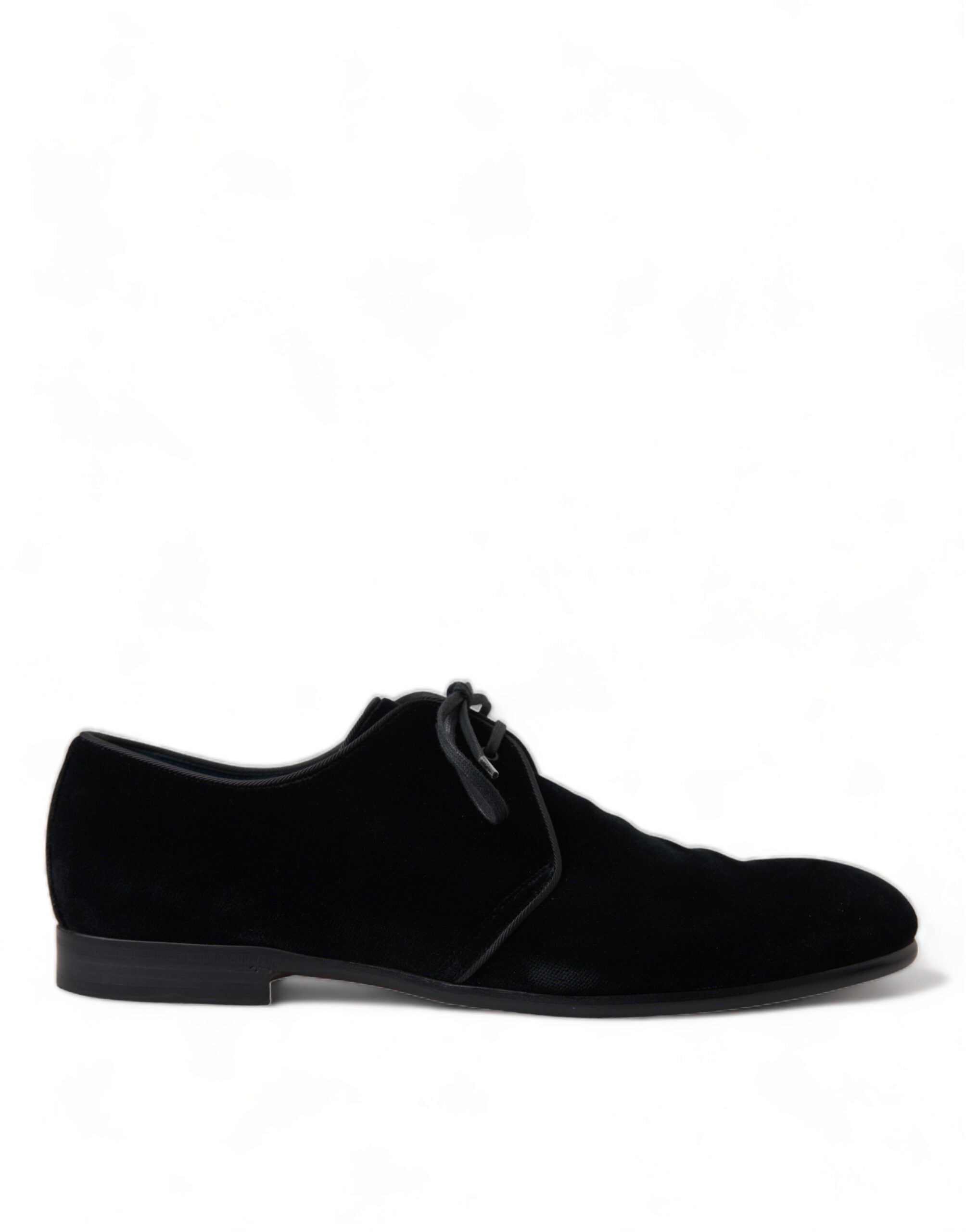Dolce & Gabbana Black Velvet Lace Up Formal Derby Dress Men's Shoes
