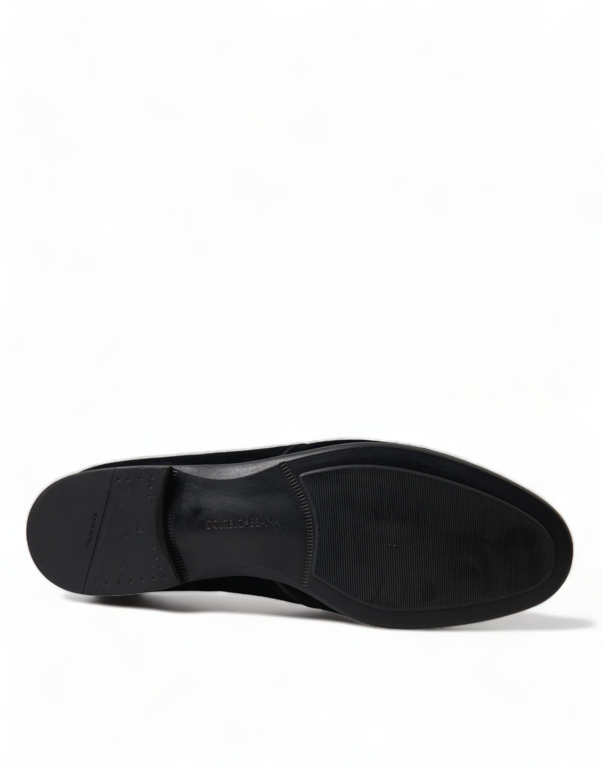 Dolce & Gabbana Black Velvet Lace Up Formal Derby Dress Men's Shoes