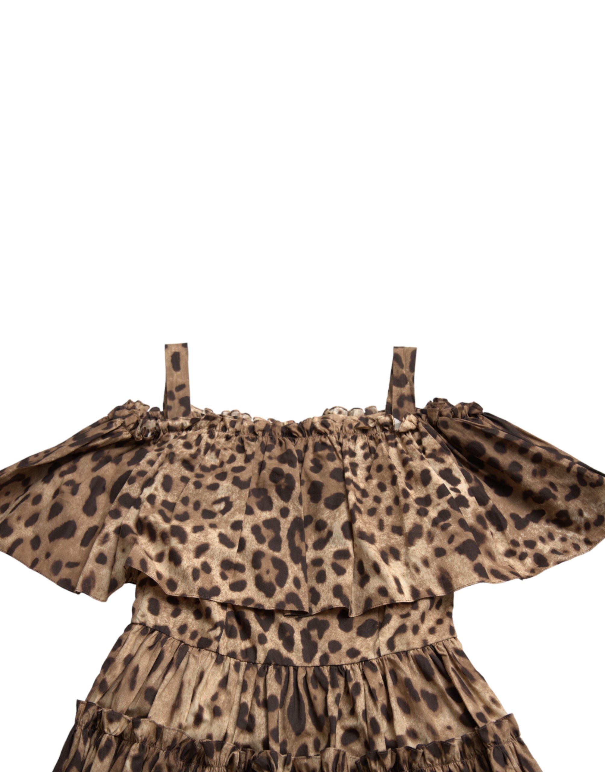 Dolce & Gabbana Brown Leopard Print Sleeveless A-line Women's Dress