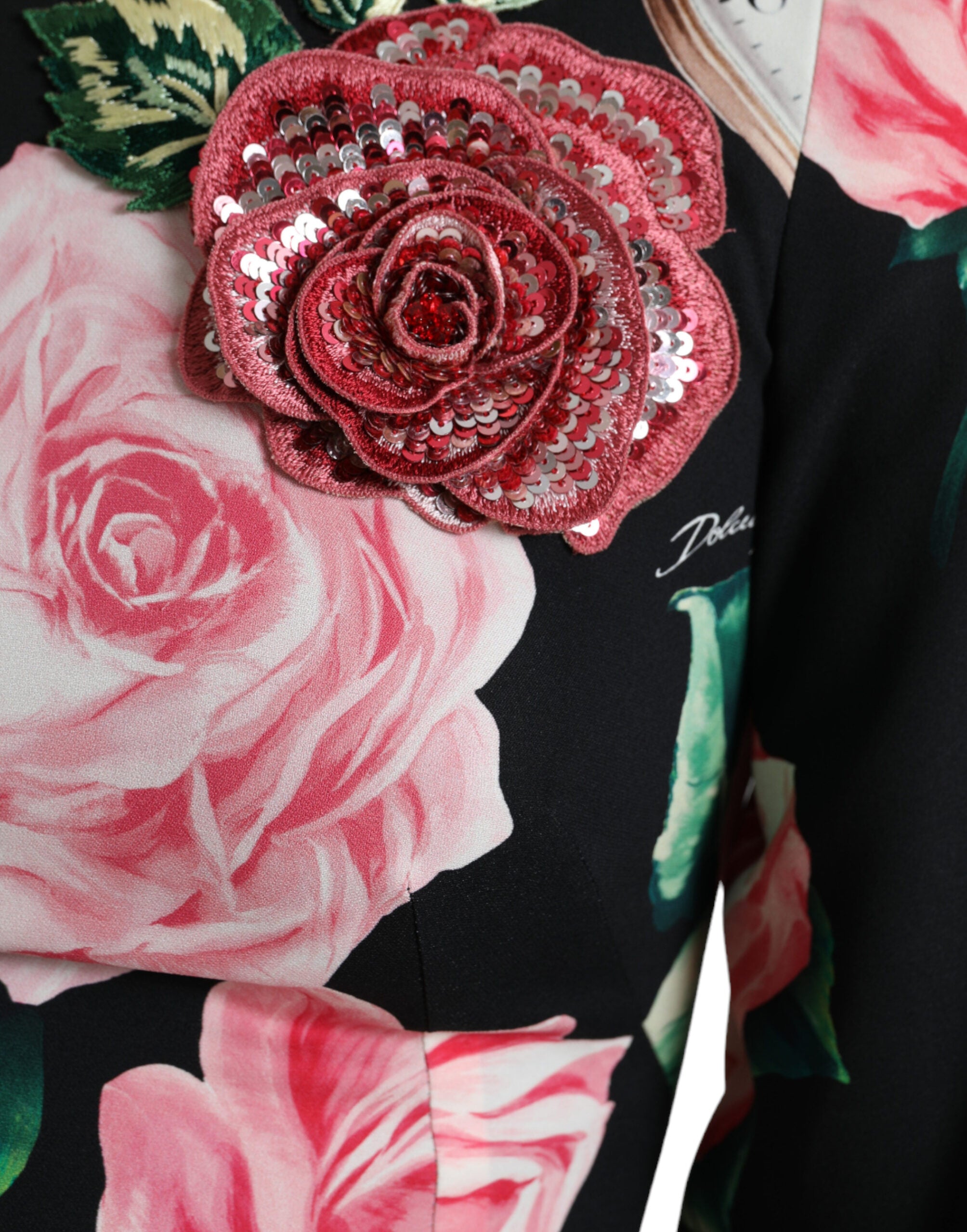 Dolce & Gabbana Black Floral Embellished Lace A-line Women's Dress