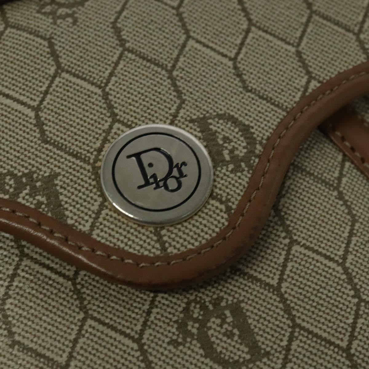 Christian Dior Vintage Honeycomb Zip Coated Canvas Beige Canvas Bag (Pre-Owned)