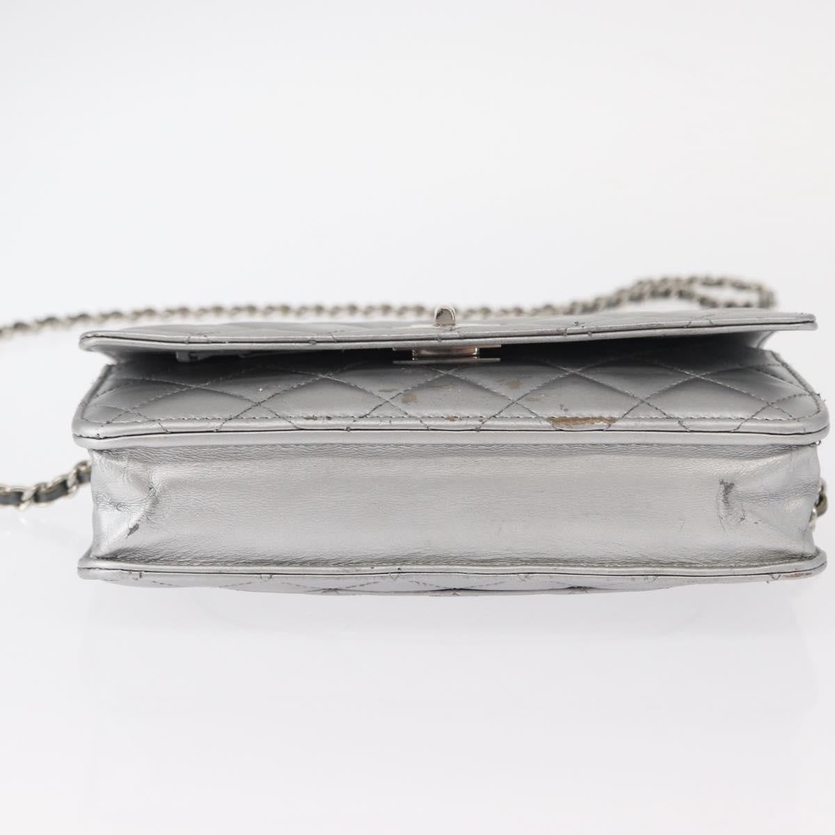 Chanel Reissue 2.55 Wallet On Chain Quilted Lambskin Silver Leather Crossbody Bag Bag (Pre-Owned)