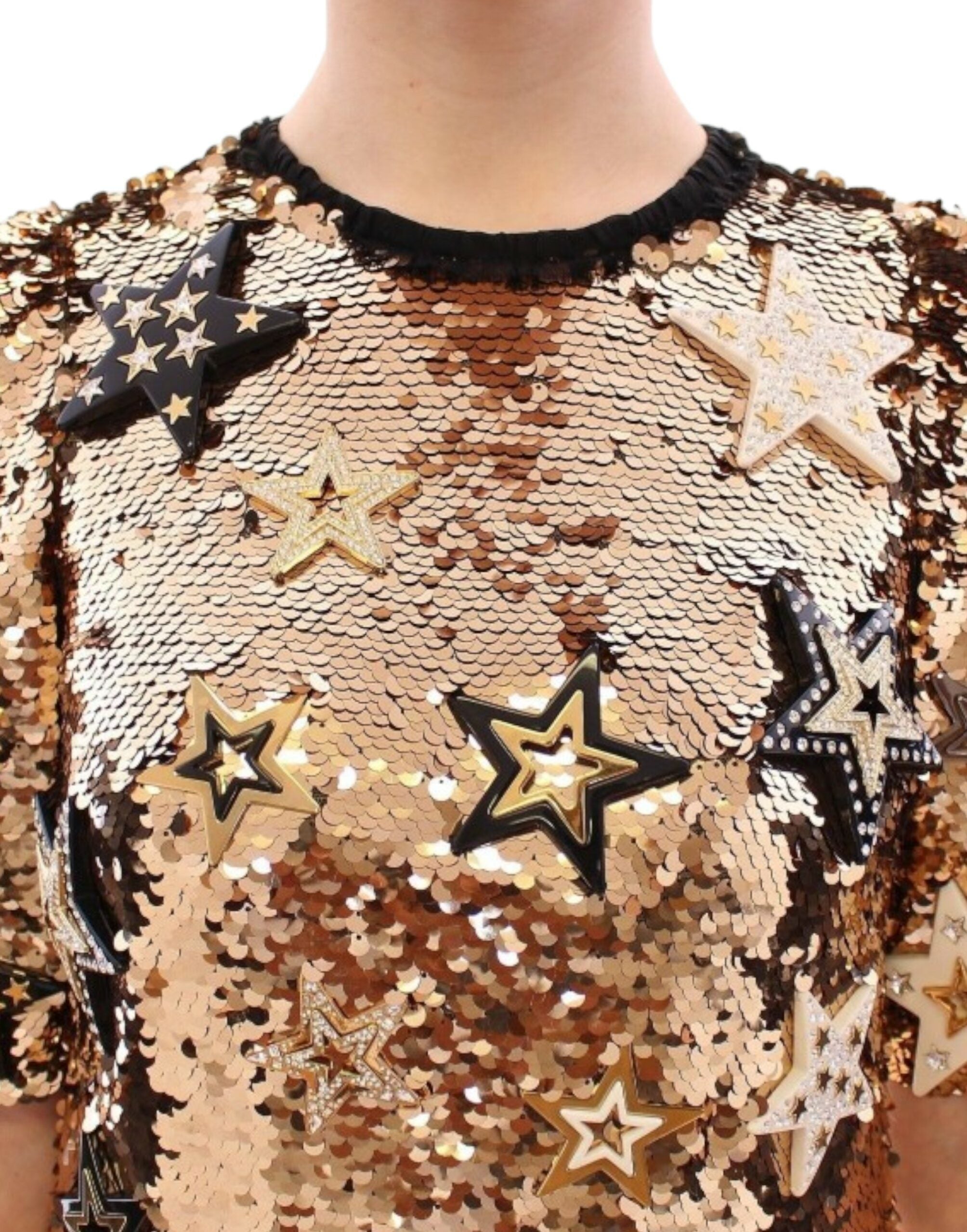 Dolce & Gabbana Masterpiece gold sequined crystal swarovski Women's dress