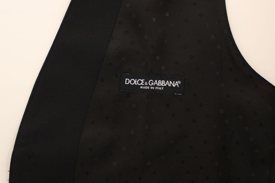Dolce & Gabbana Black Wool Silk Stretch Dress Vest Men's Blazer