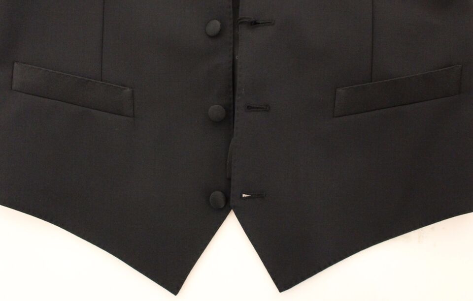 Dolce & Gabbana Black Wool Silk Stretch Dress Vest Men's Blazer