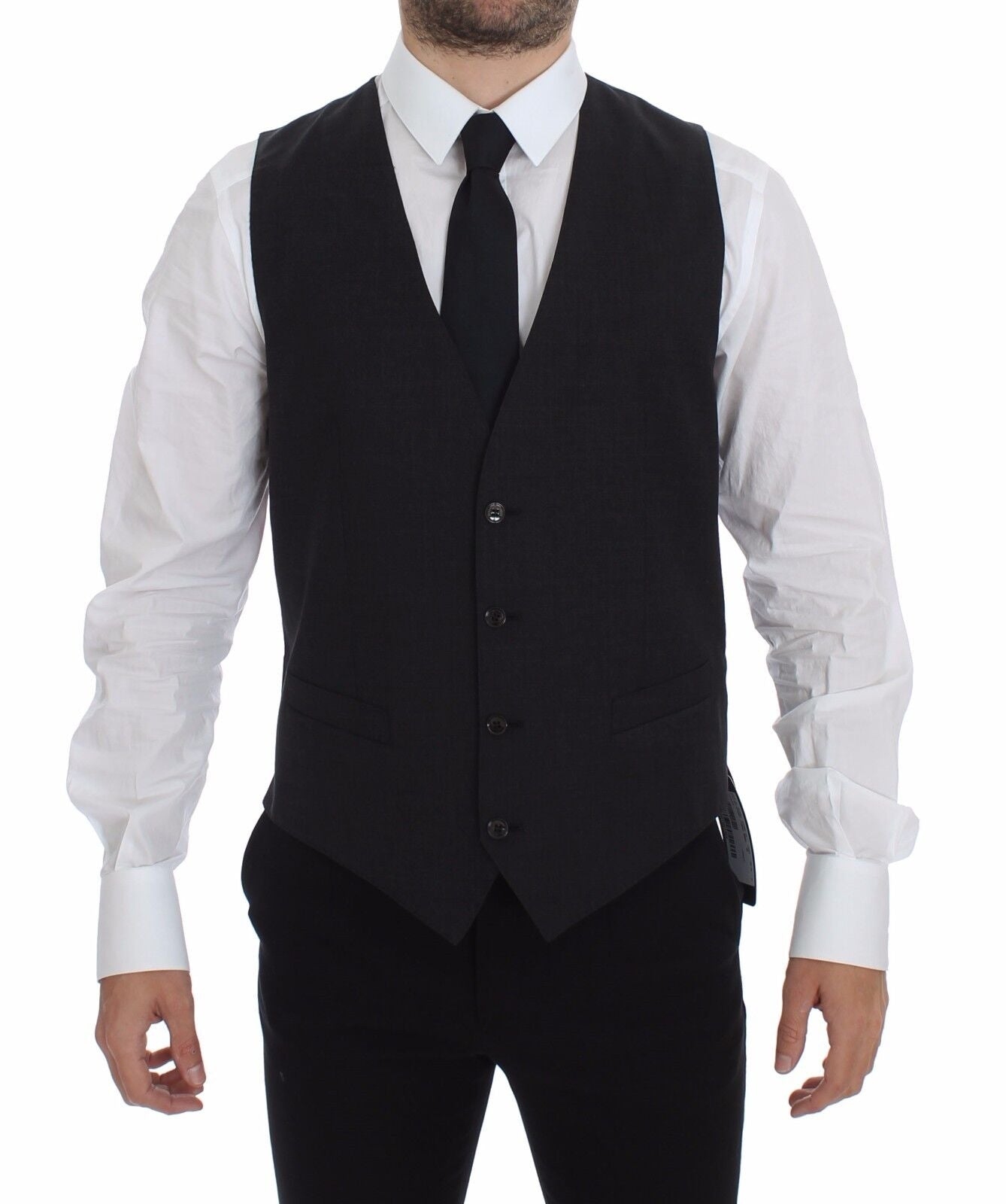 Dolce & Gabbana Sleek Gray Wool Dress Men's Vest