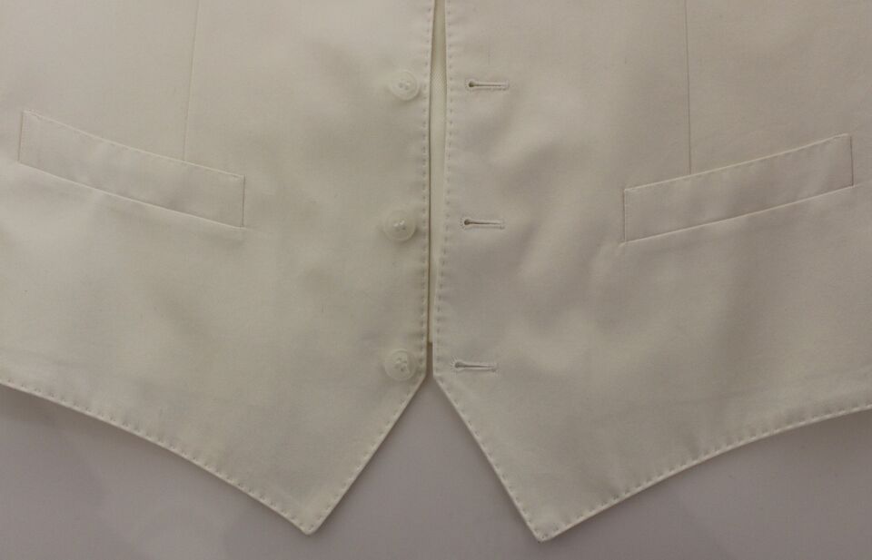 Dolce & Gabbana White Cotton Silk Blend Dress Vest Men's Blazer