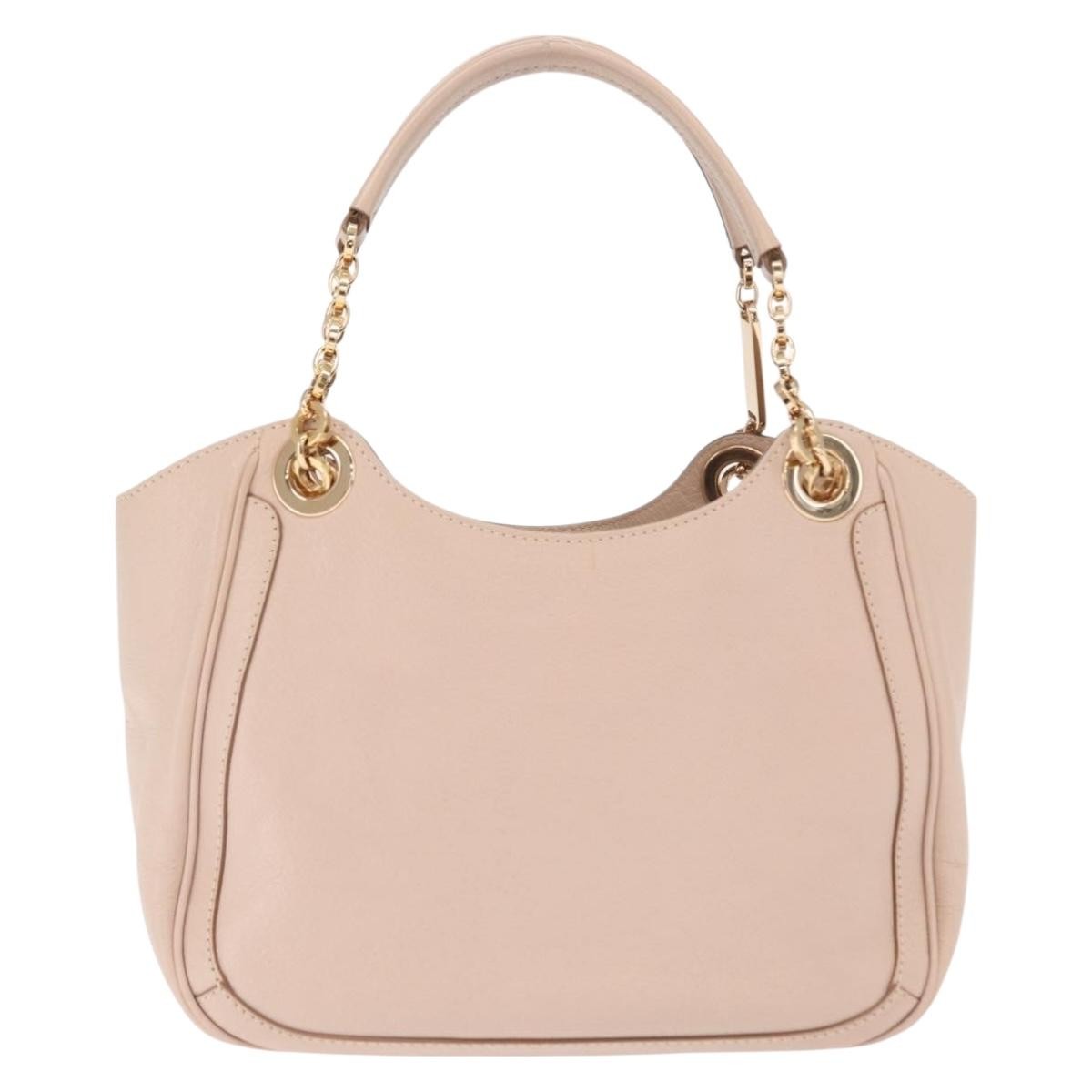 Salvatore Ferragamo Betulla Chain Tote Leather Pink Leather Handbag (Pre-Owned)