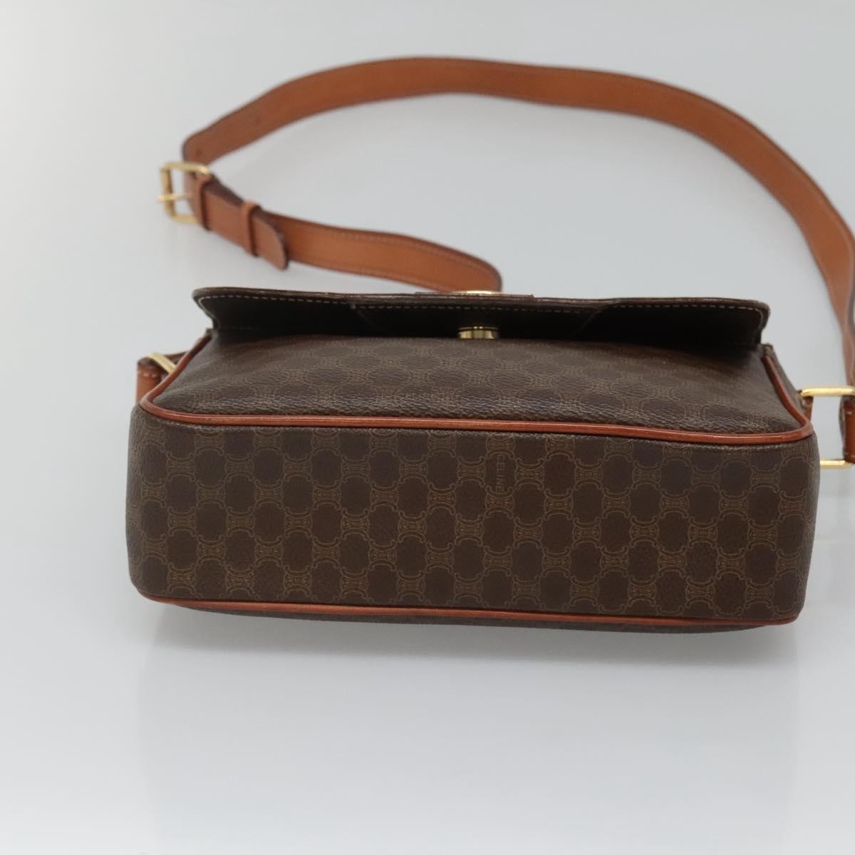 Celine Vintage Macadam Canvas And Leather Brown Canvas Shoulder Bag Bag (Pre-Owned)