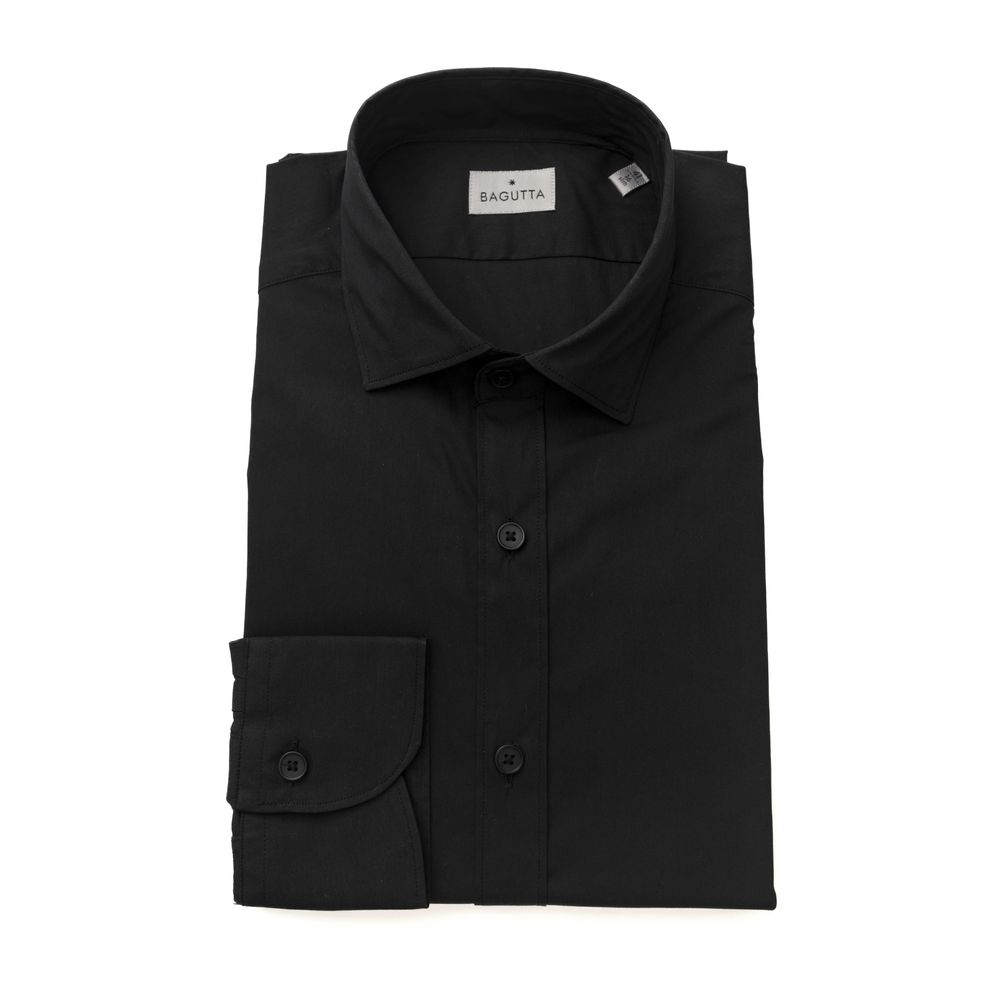 Bagutta Black Cotton Men's Slim Men's Shirt