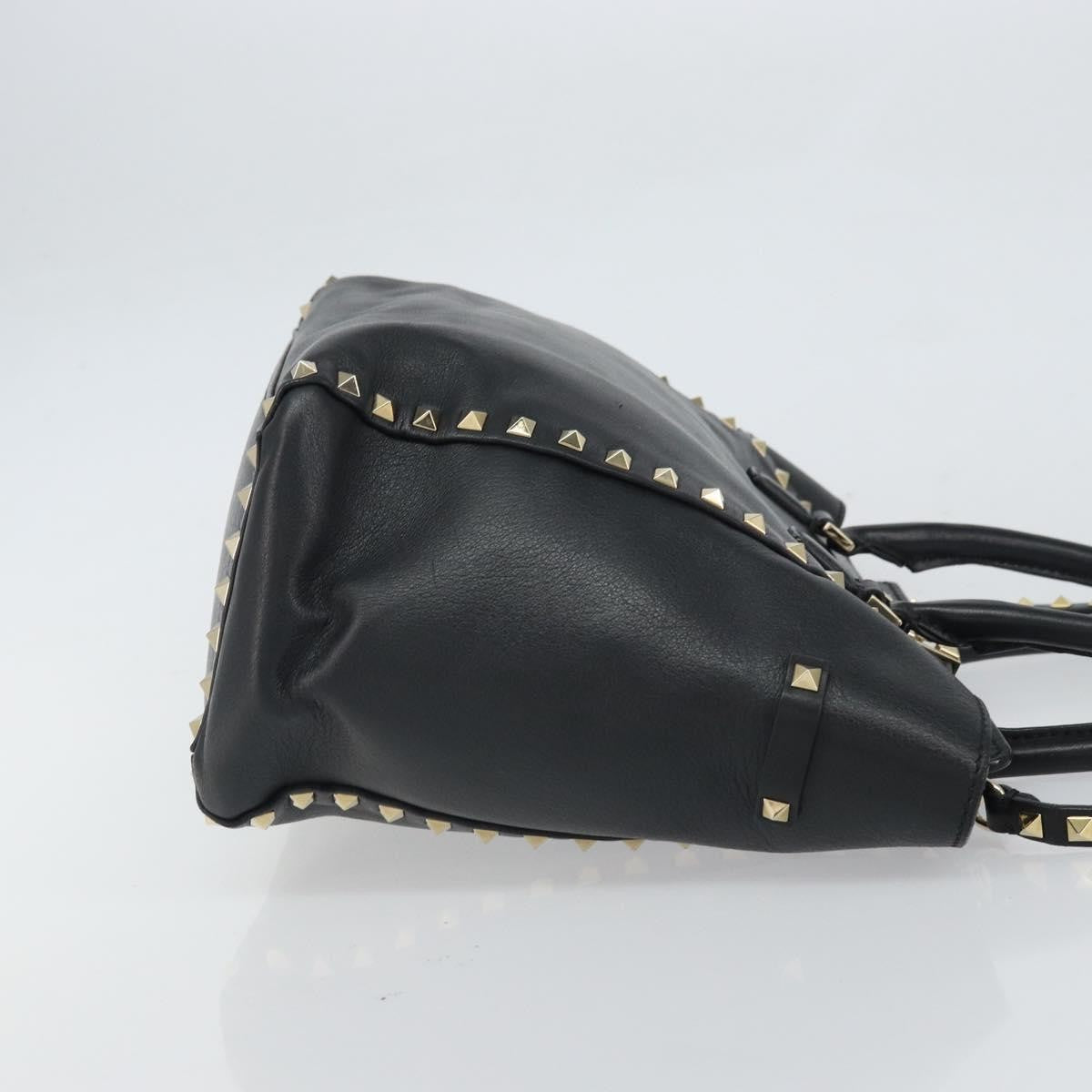 Valentino Garavani Rockstud Tote Soft Leather Black Leather Tote Bag Bag (Pre-Owned)