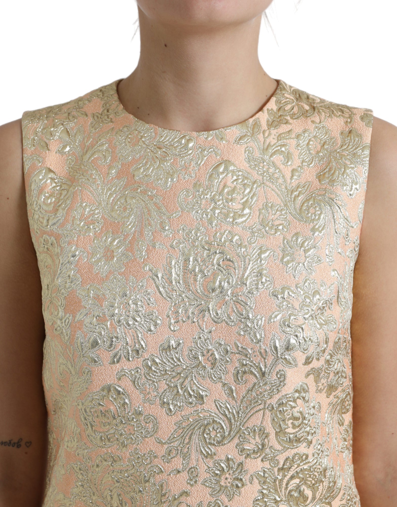 Dolce & Gabbana Metallic Floral Jacquard A-line Mini Women's Dress
