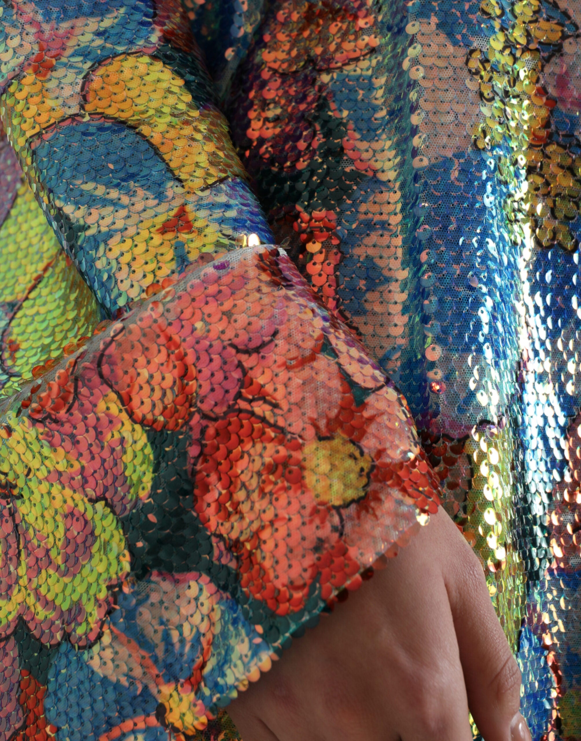Dolce & Gabbana Multicolor Floral Sequined Shift Mini Women's Dress