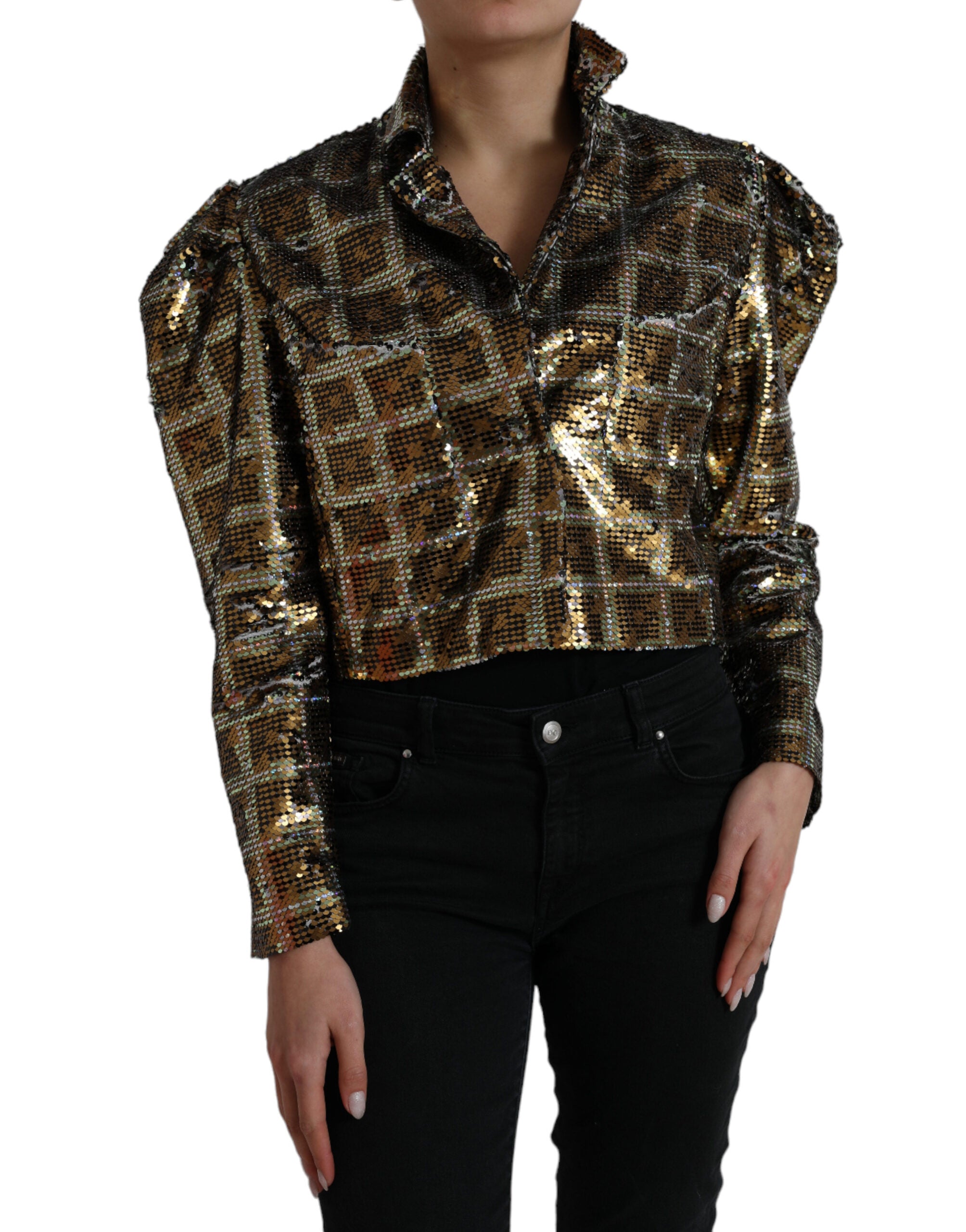 Dolce & Gabbana Multicolor Sequined Cropped Women's Jacket