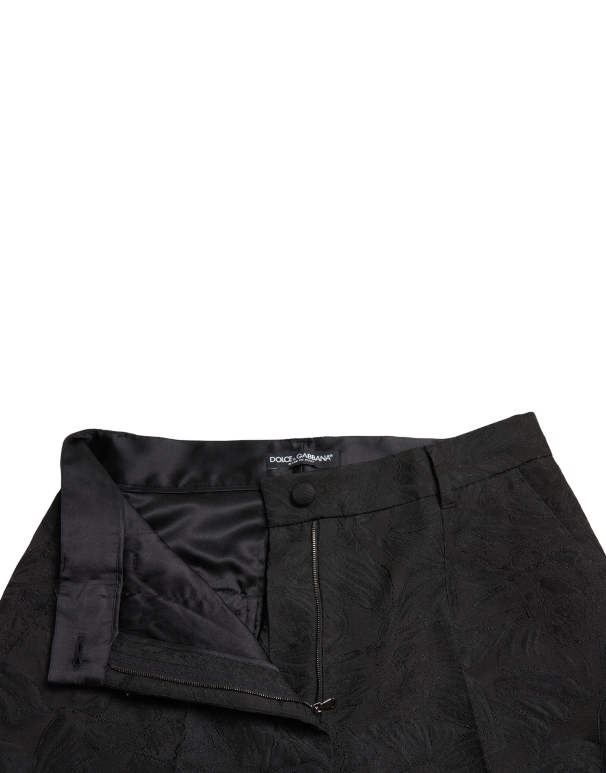 Dolce & Gabbana Black Polyester High Waist Tapered Women's Pants