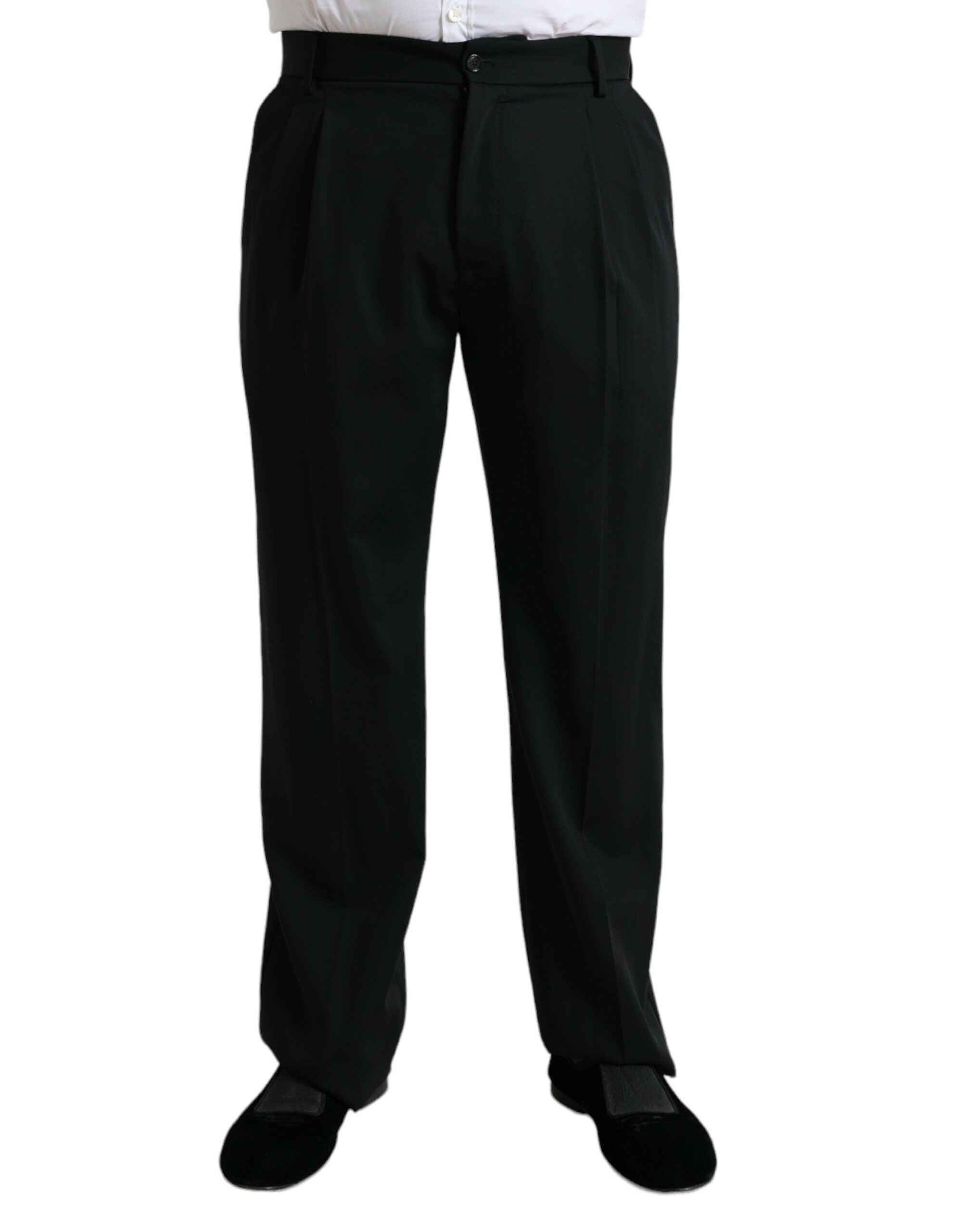 Dolce & Gabbana Elegant Black Wool Dress Men's Pants