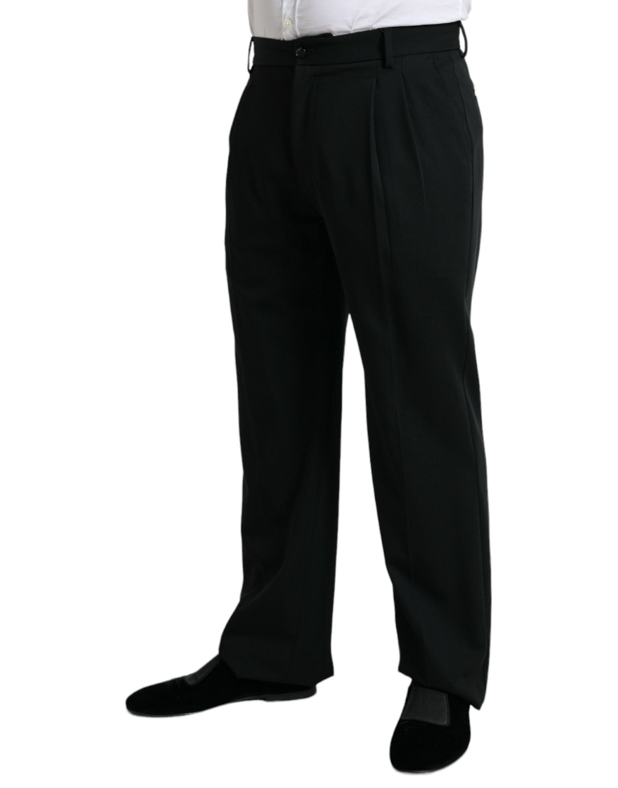 Dolce & Gabbana Elegant Black Wool Dress Men's Pants