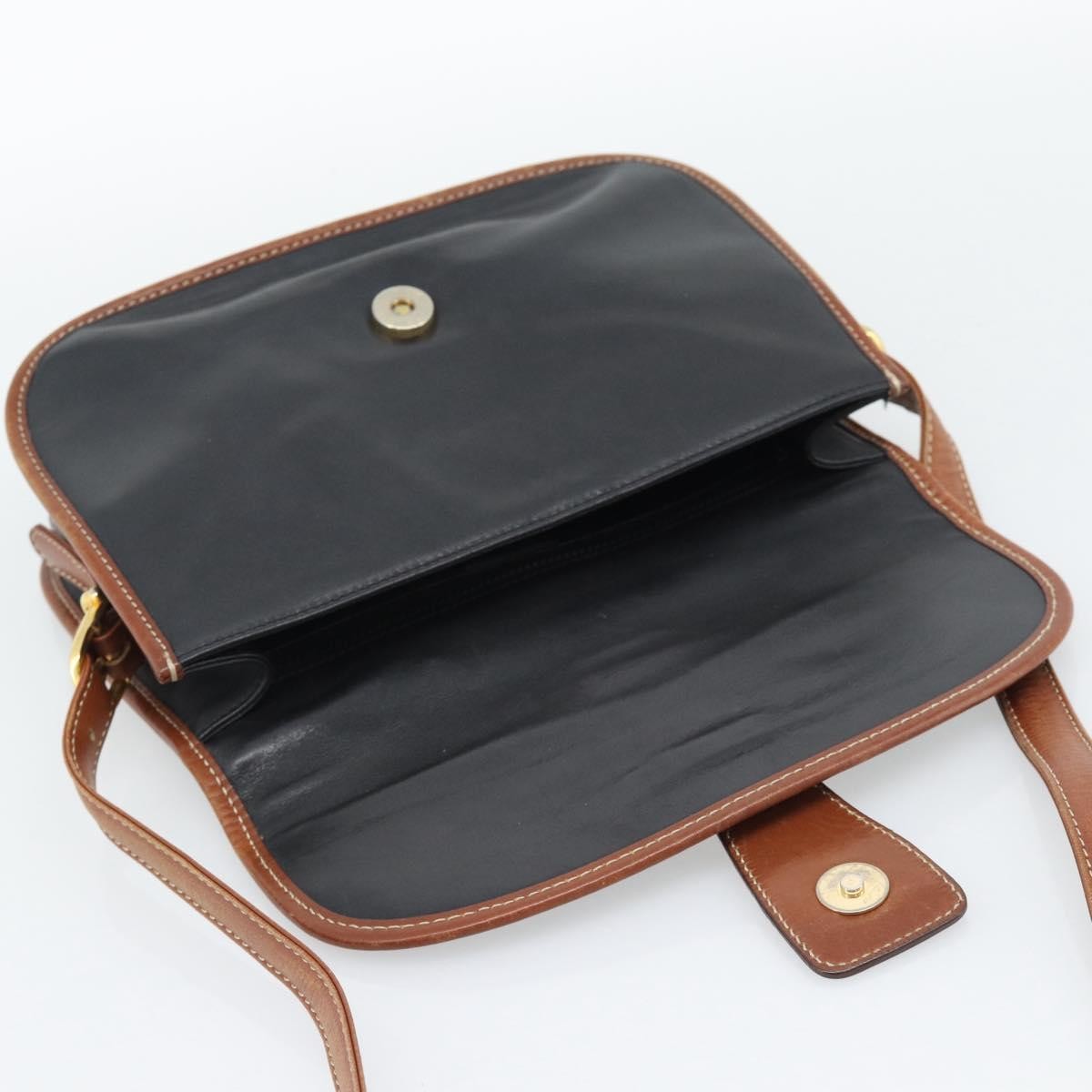 Celine Flap Shoulder Leather Black Leather Shoulder Bag Bag (Pre-Owned)