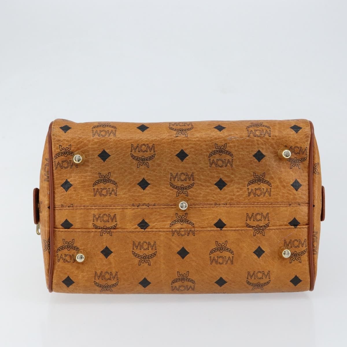 MCM Visetos Logogramme Canvas And Leather Brown Leather Handbag (Pre-Owned)