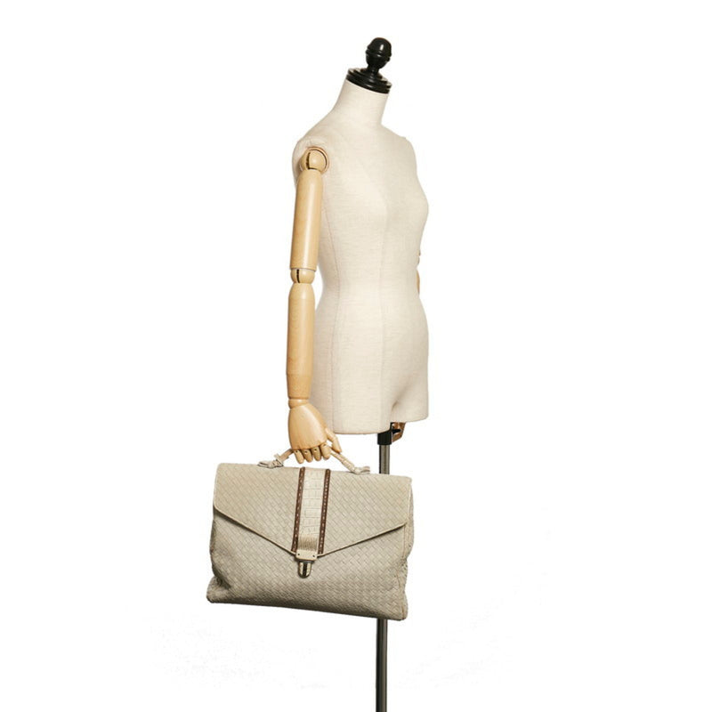 Bottega Veneta Grey Leather Handbag (Pre-Owned)