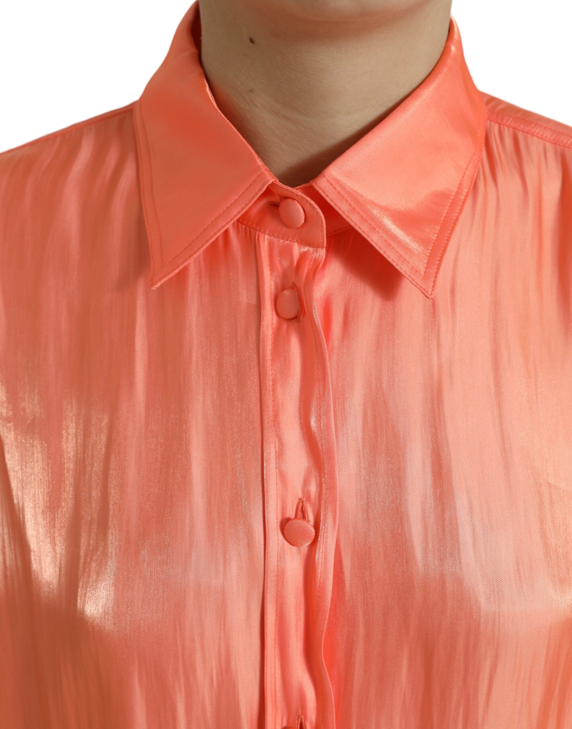 Dolce & Gabbana Peach Long Sleeve Button Down Blouse Women's Top