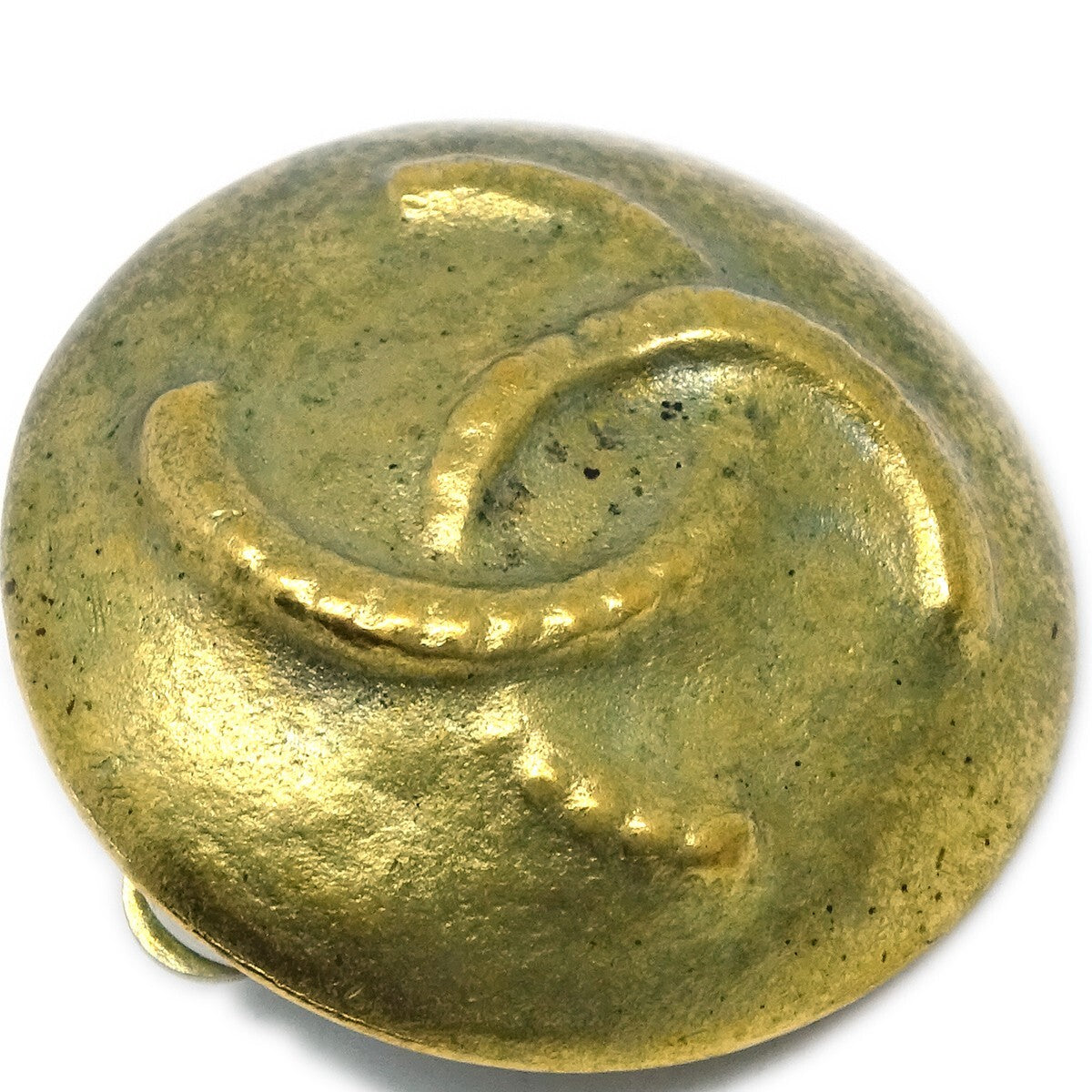 Chanel Vintage Cc Round Clip-On Metal Gold Gold_Plated Earrings Jewelry (Pre-Owned)