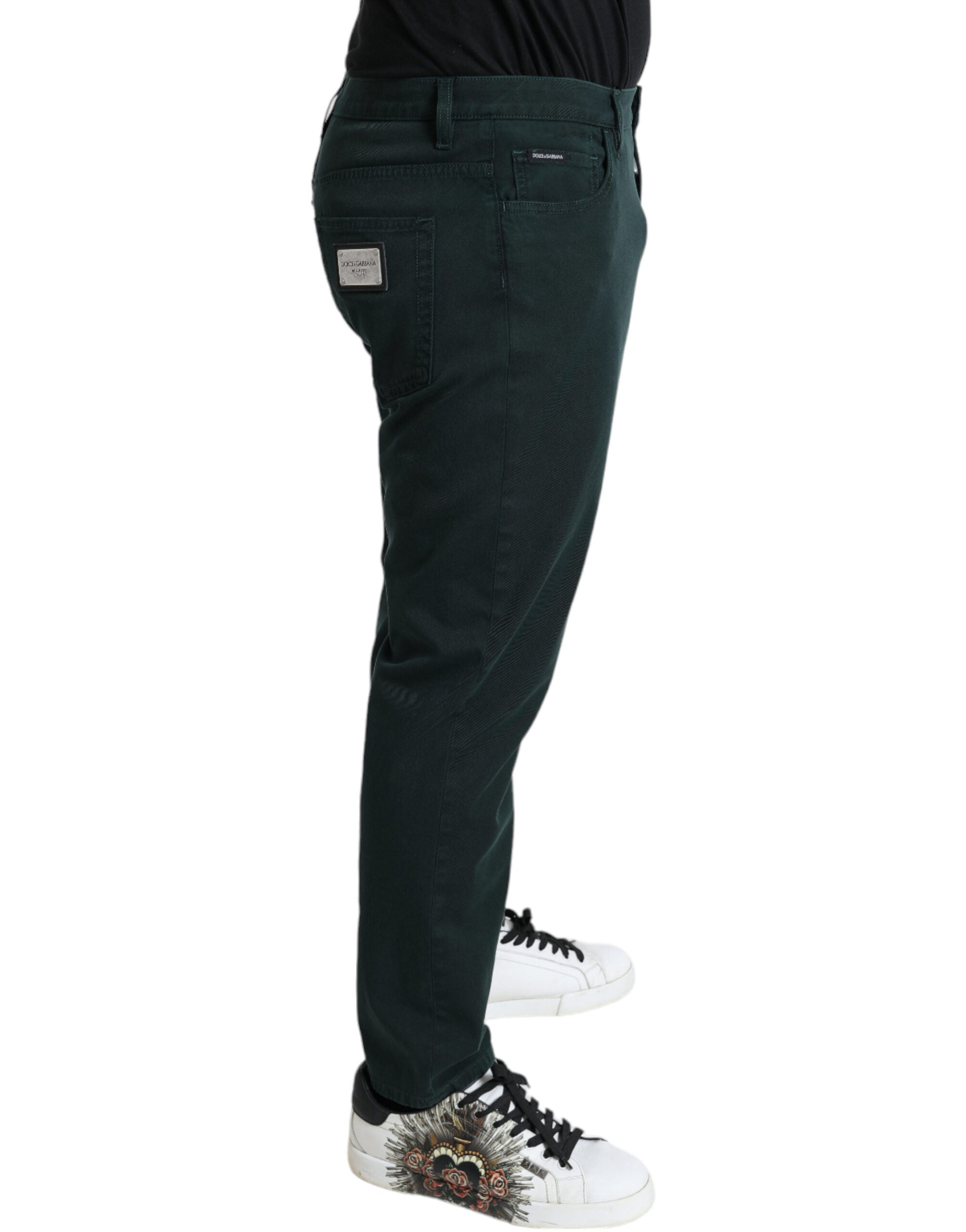 Dolce & Gabbana Green Cotton Stretch Skinny Men Denim Men's Jeans