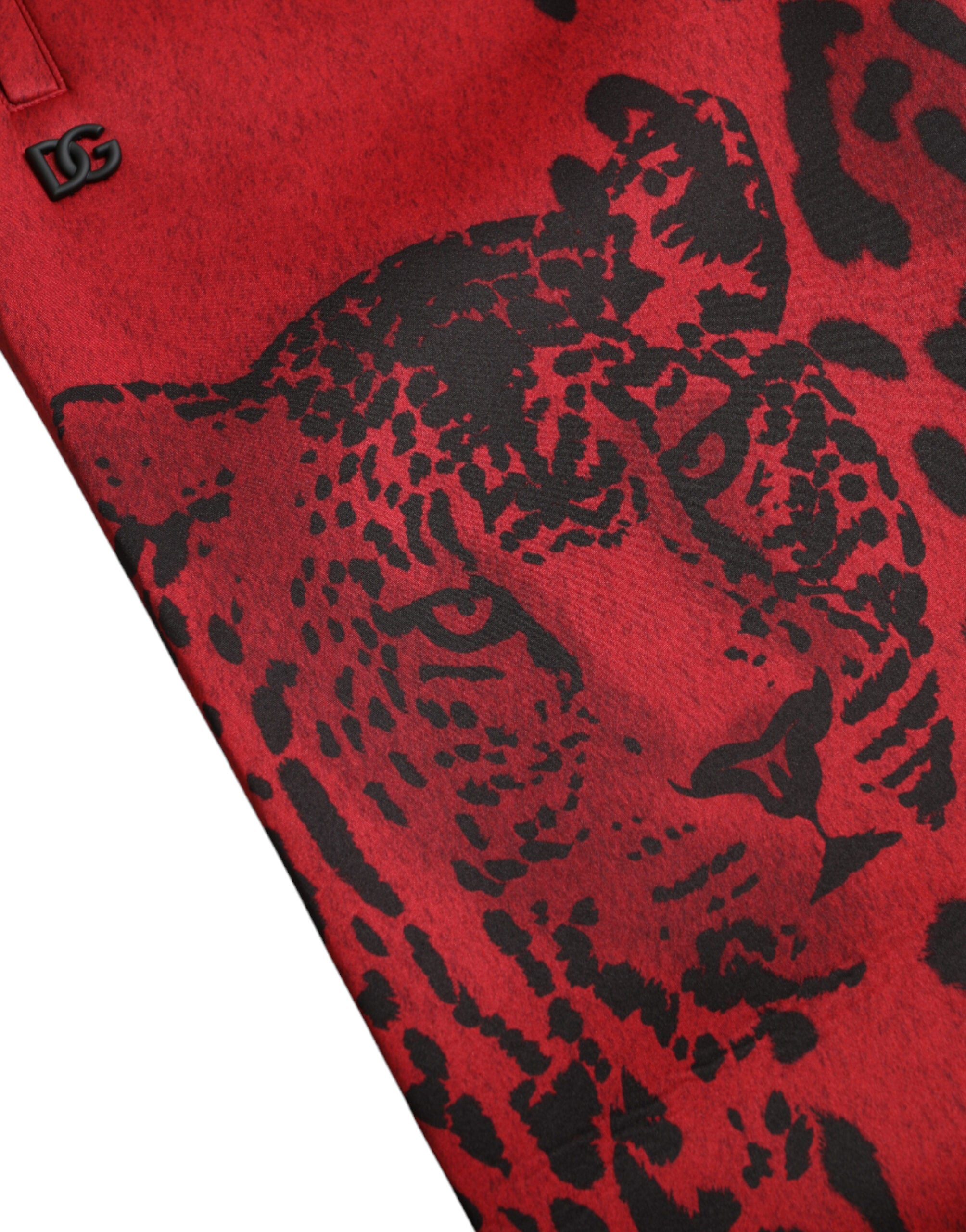 Dolce & Gabbana Red Black Leopard Stretch Jogger Men's Pants