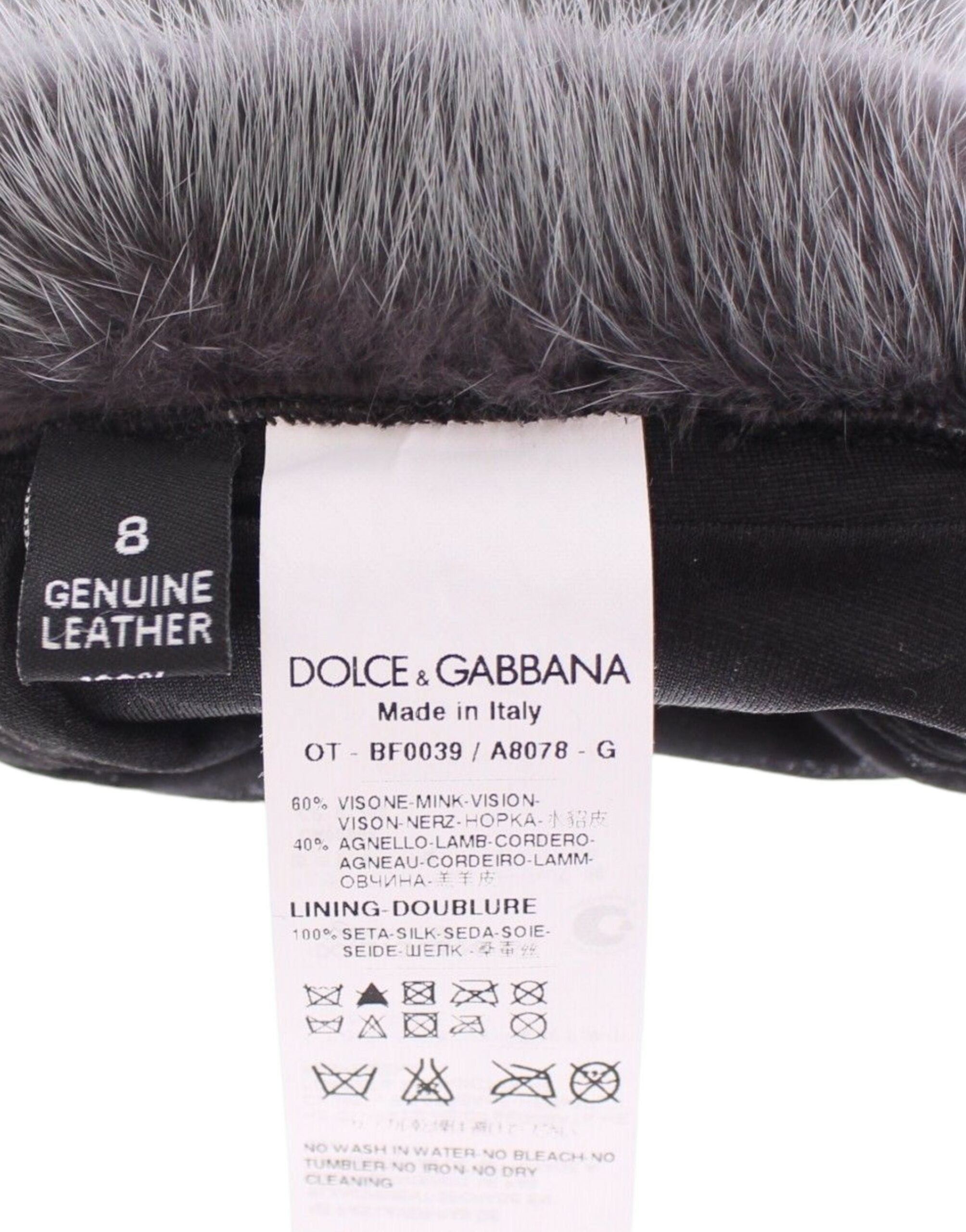 Dolce & Gabbana Gray Mink Fur Lambskin Suede Leather Women's Gloves