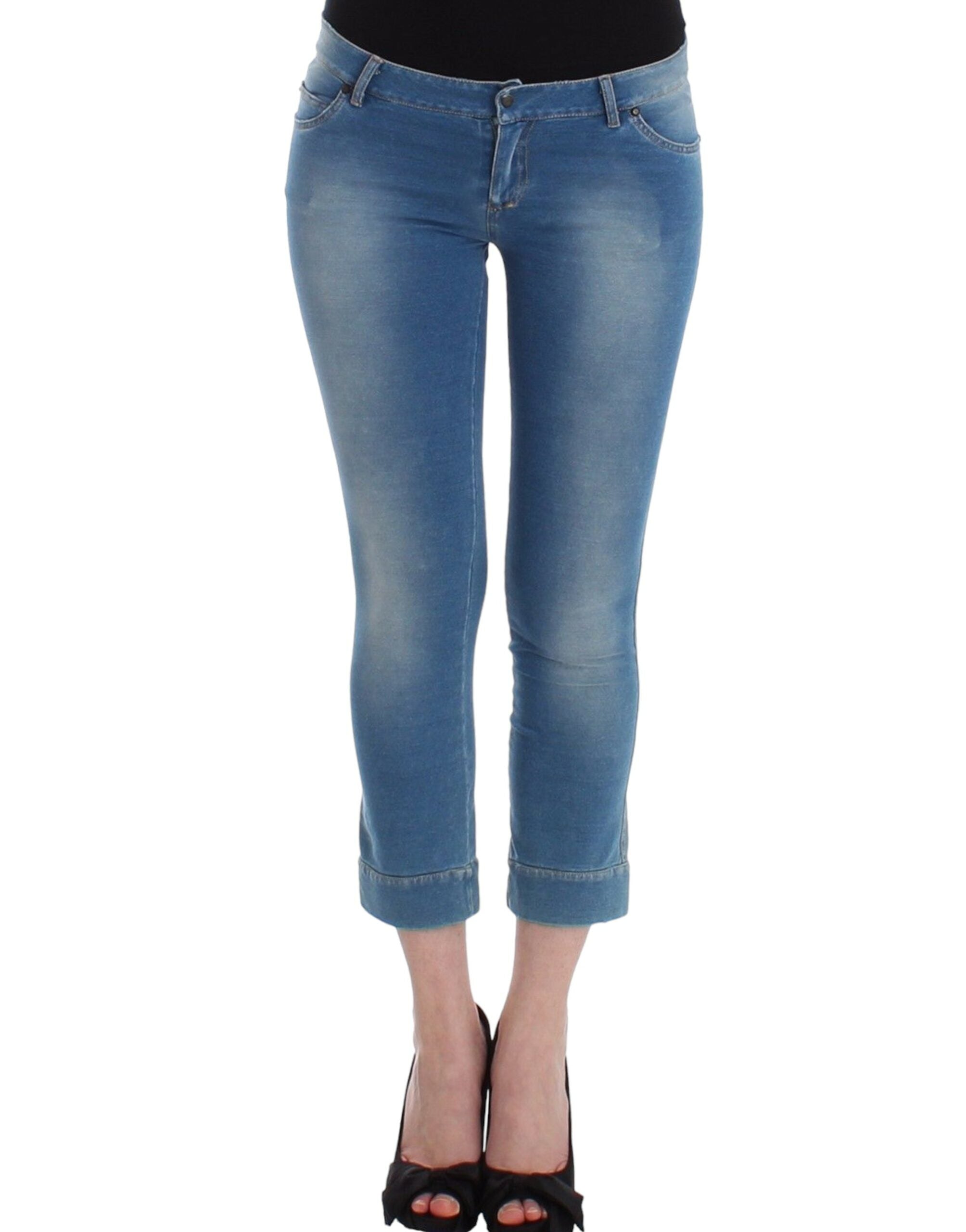 Ermanno Scervino Beachwear Blue Jeans Capri Pants Women's Cropped
