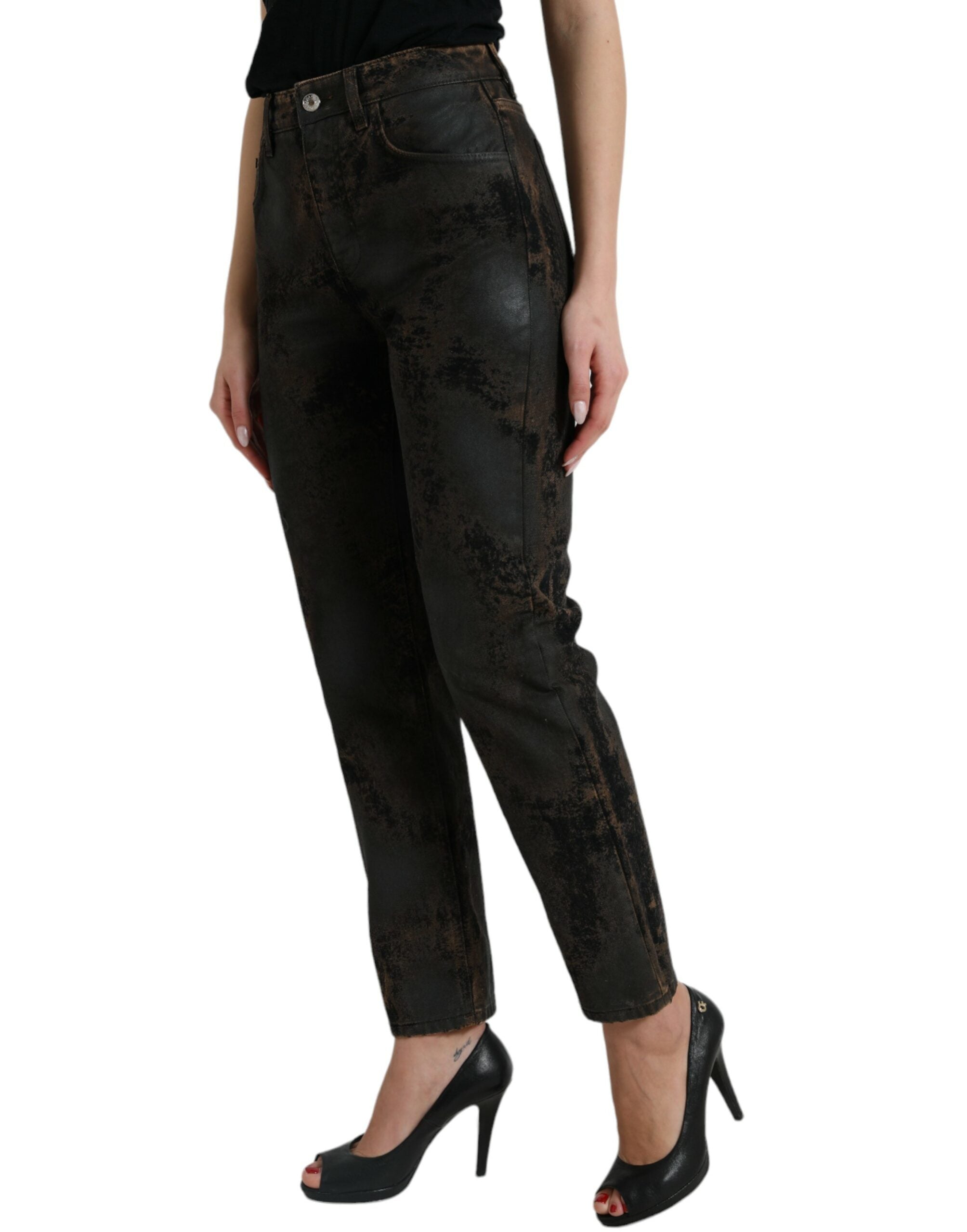 Dolce & Gabbana Brown BOYFRIEND Mid Waist Cotton Denim Women's Jeans