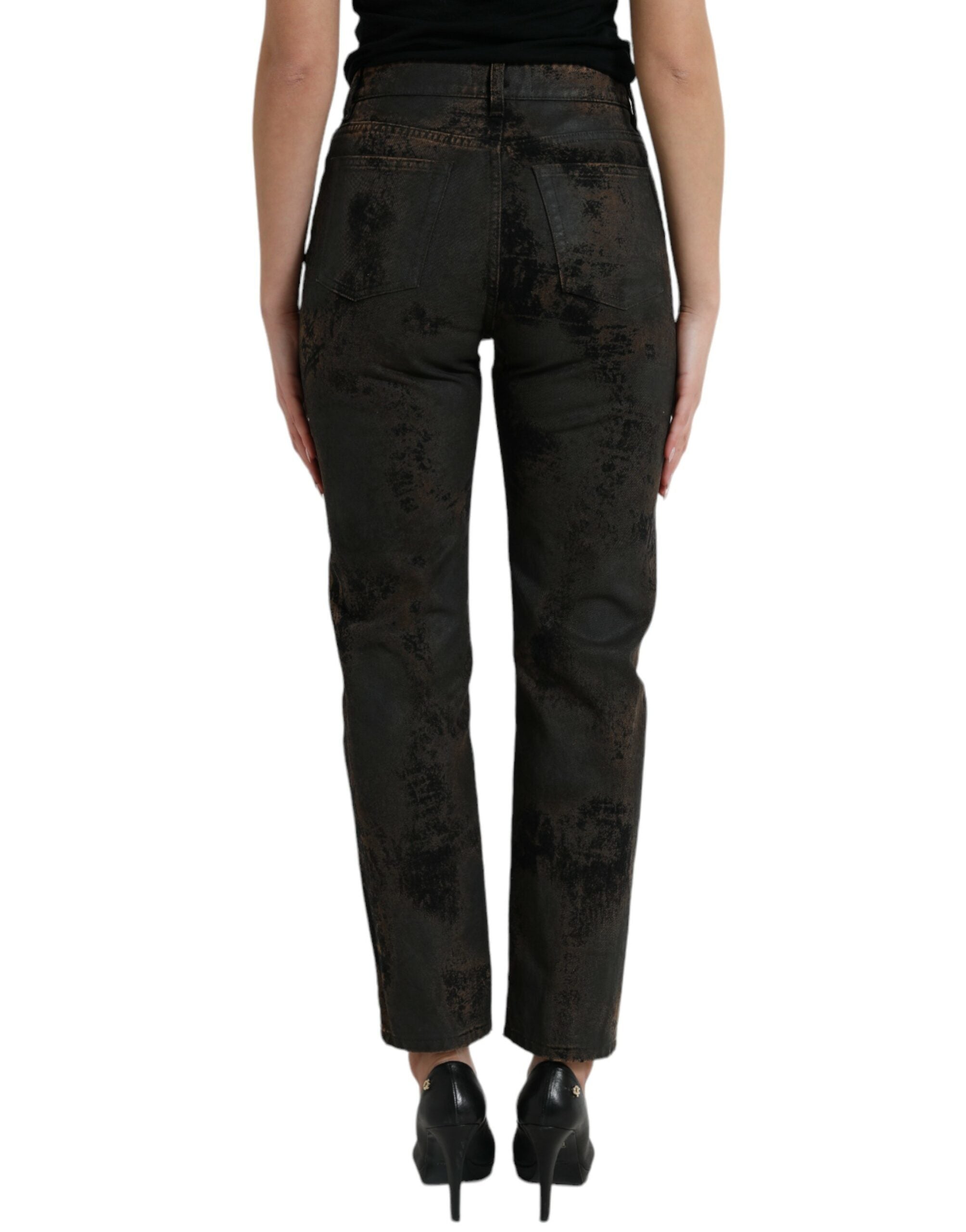 Dolce & Gabbana Brown BOYFRIEND Mid Waist Cotton Denim Women's Jeans