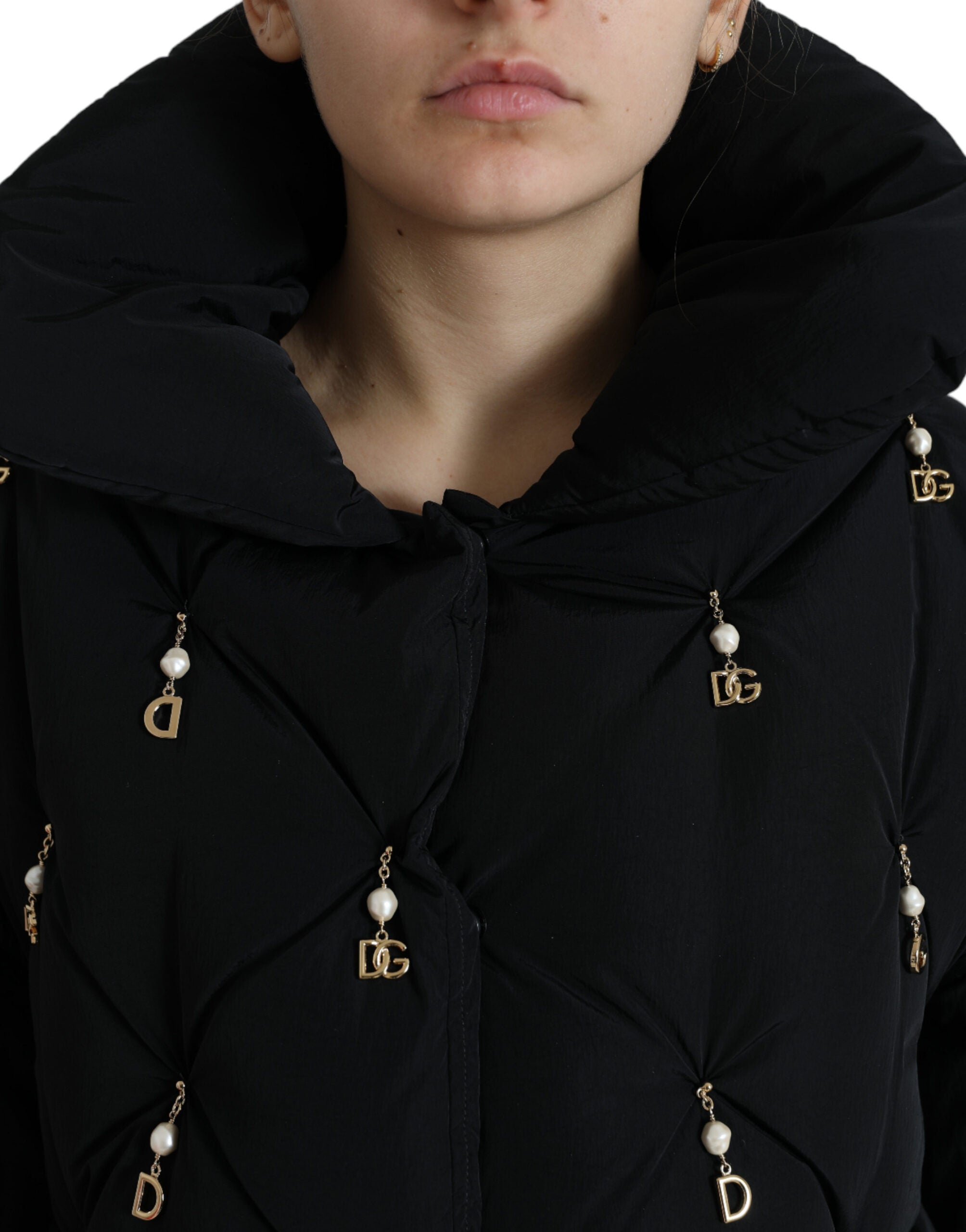 Dolce & Gabbana Black Embellished Quilted Shell Bomber Women's Jacket
