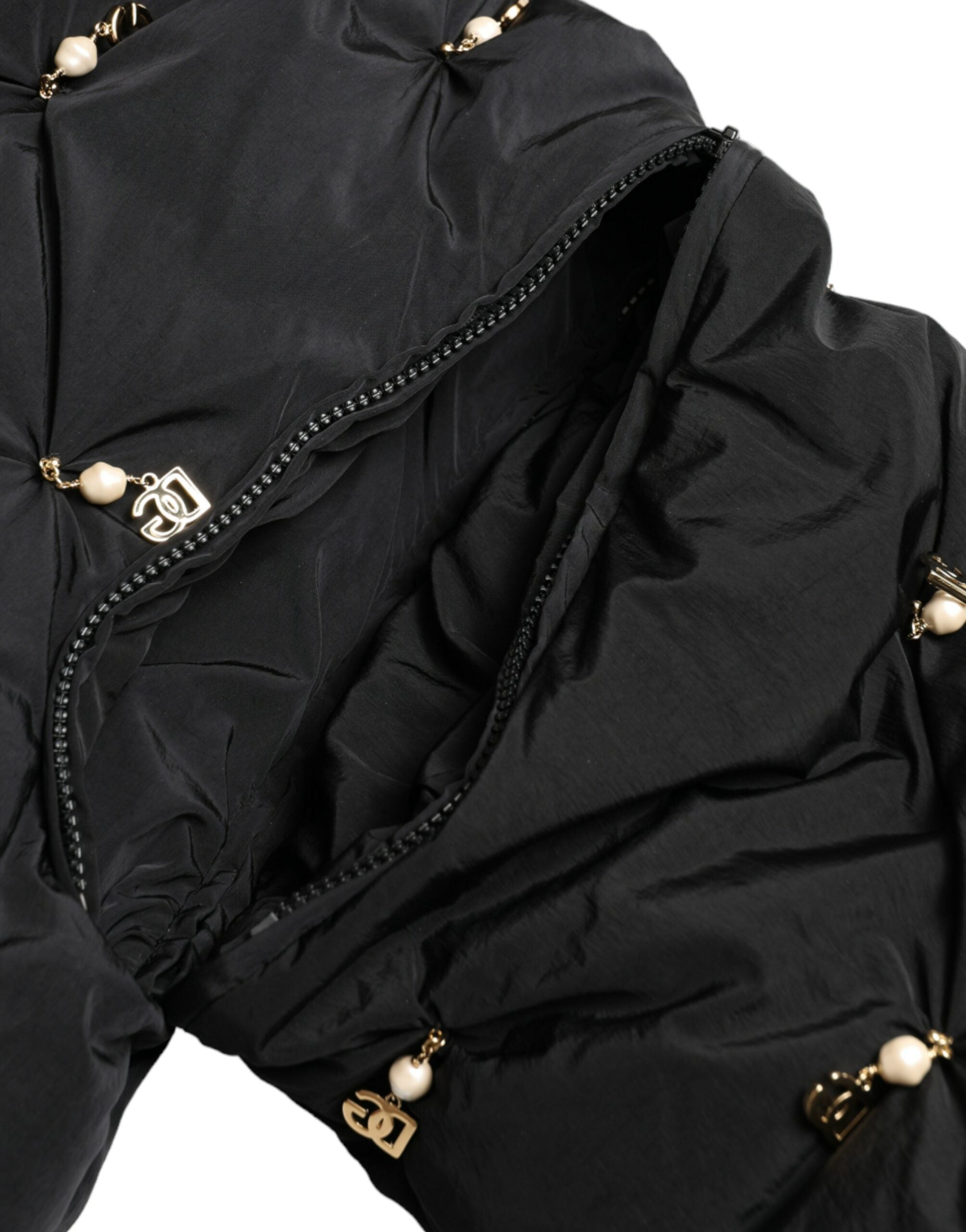 Dolce & Gabbana Black Embellished Quilted Shell Bomber Women's Jacket