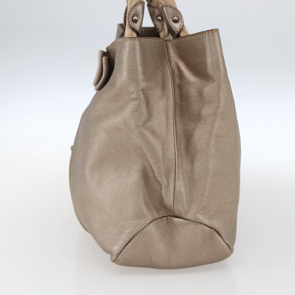 Salvatore Ferragamo Vala Leather Gold Leather Handbag (Pre-Owned)