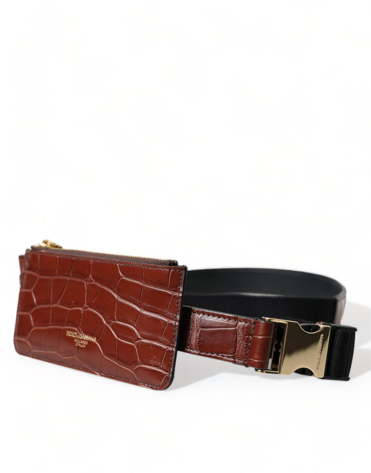 Dolce & Gabbana Brown Alligator Leather Airpods Case Coin Purse Women's Wallet