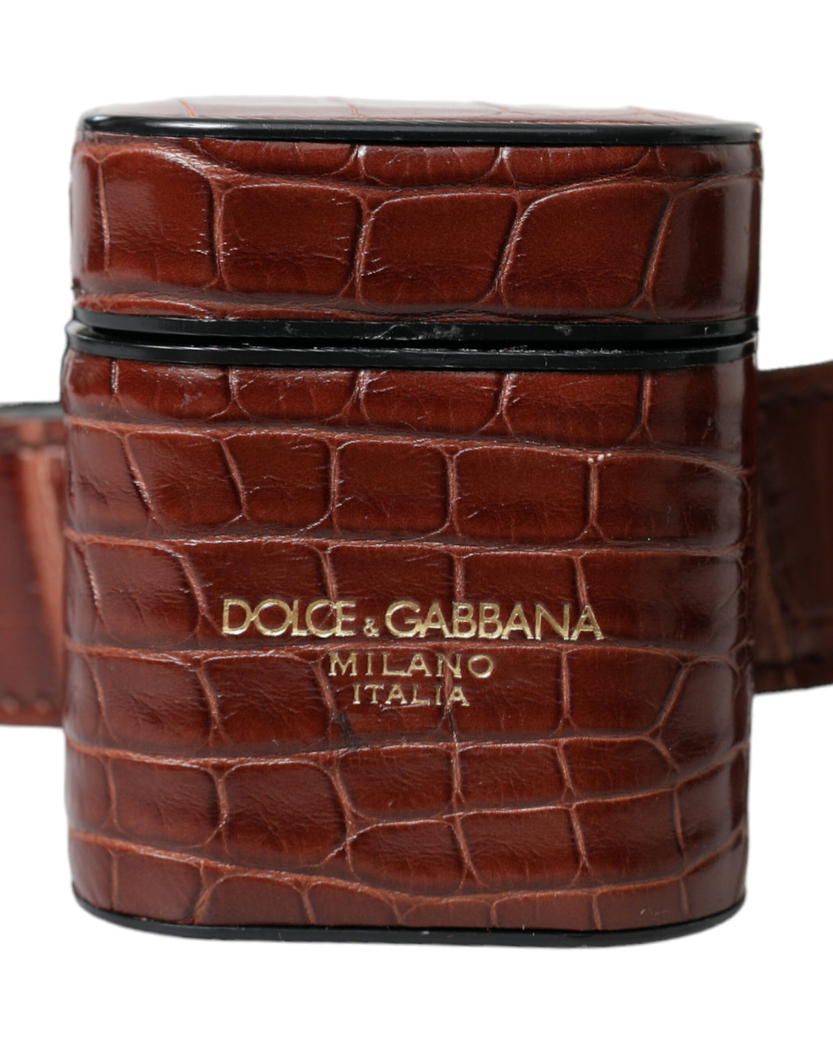Dolce & Gabbana Brown Alligator Leather Airpods Case Coin Purse Women's Wallet