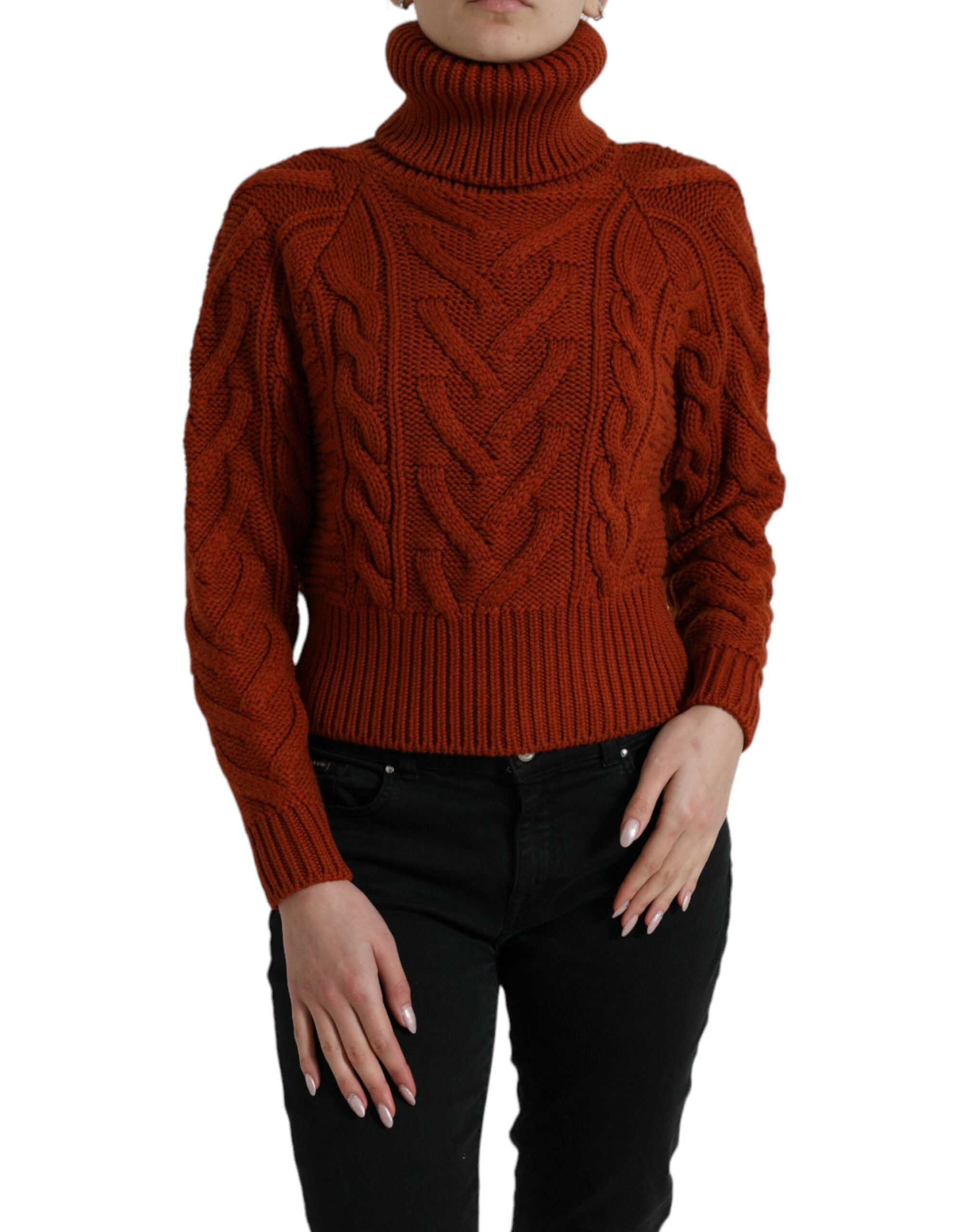 Dolce & Gabbana Elegant Brown Turtleneck Wool Women's Sweater