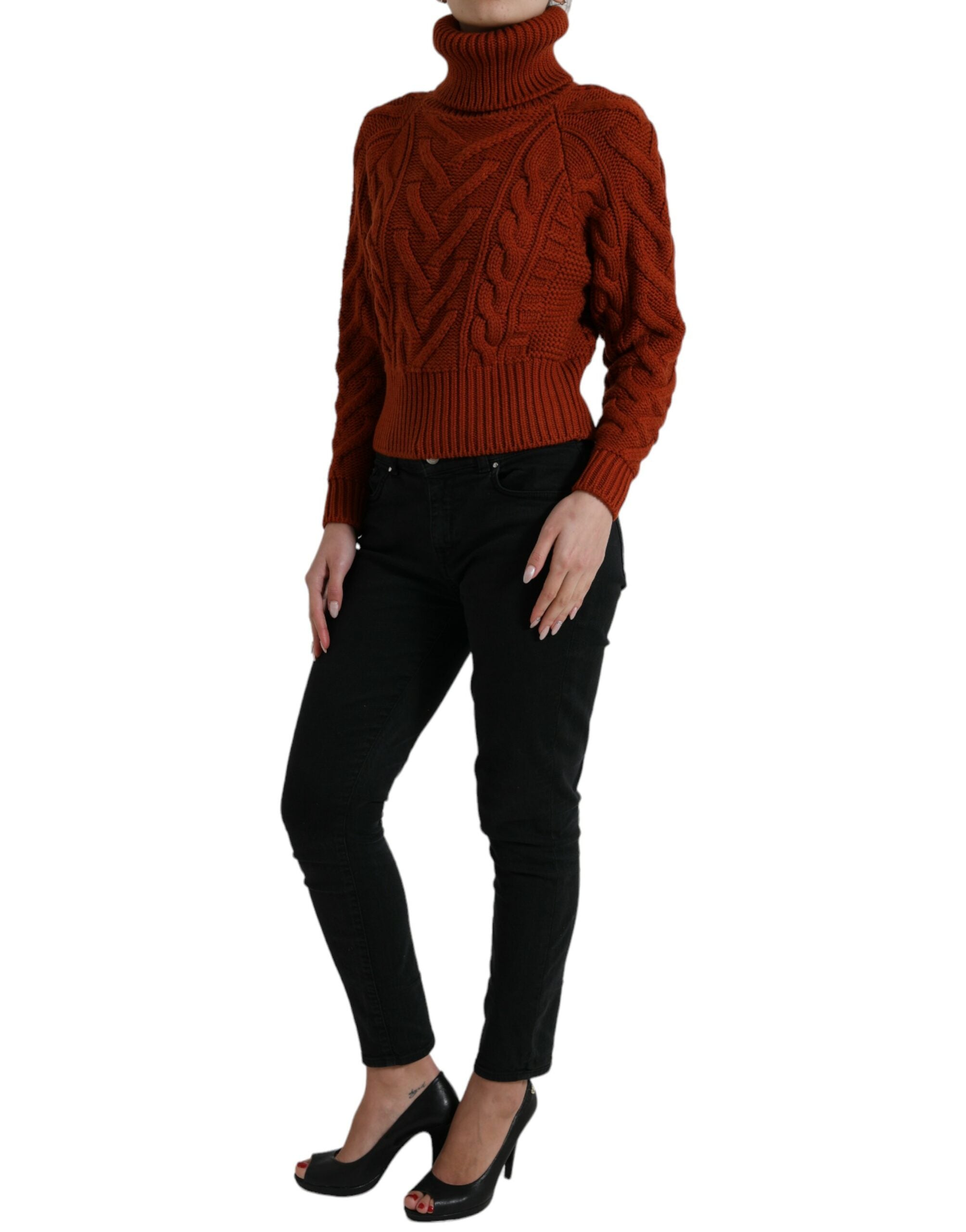 Dolce & Gabbana Elegant Brown Turtleneck Wool Women's Sweater