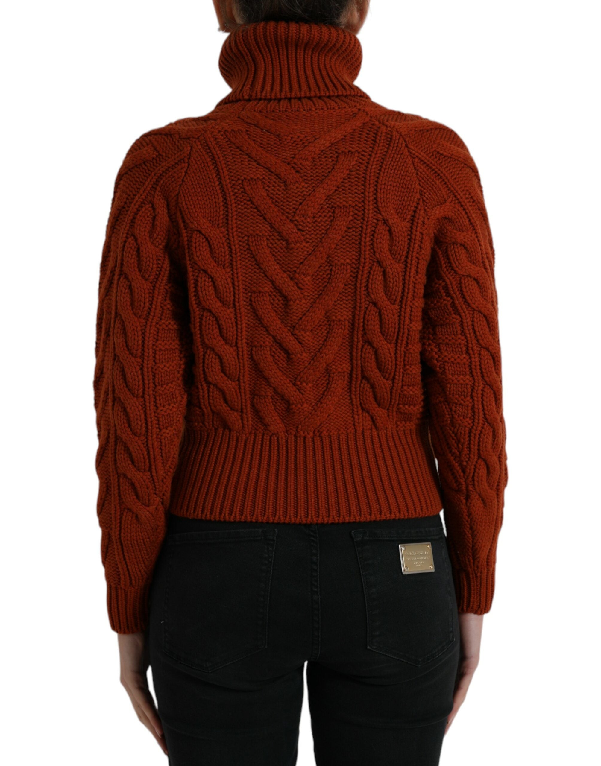 Dolce & Gabbana Elegant Brown Turtleneck Wool Women's Sweater