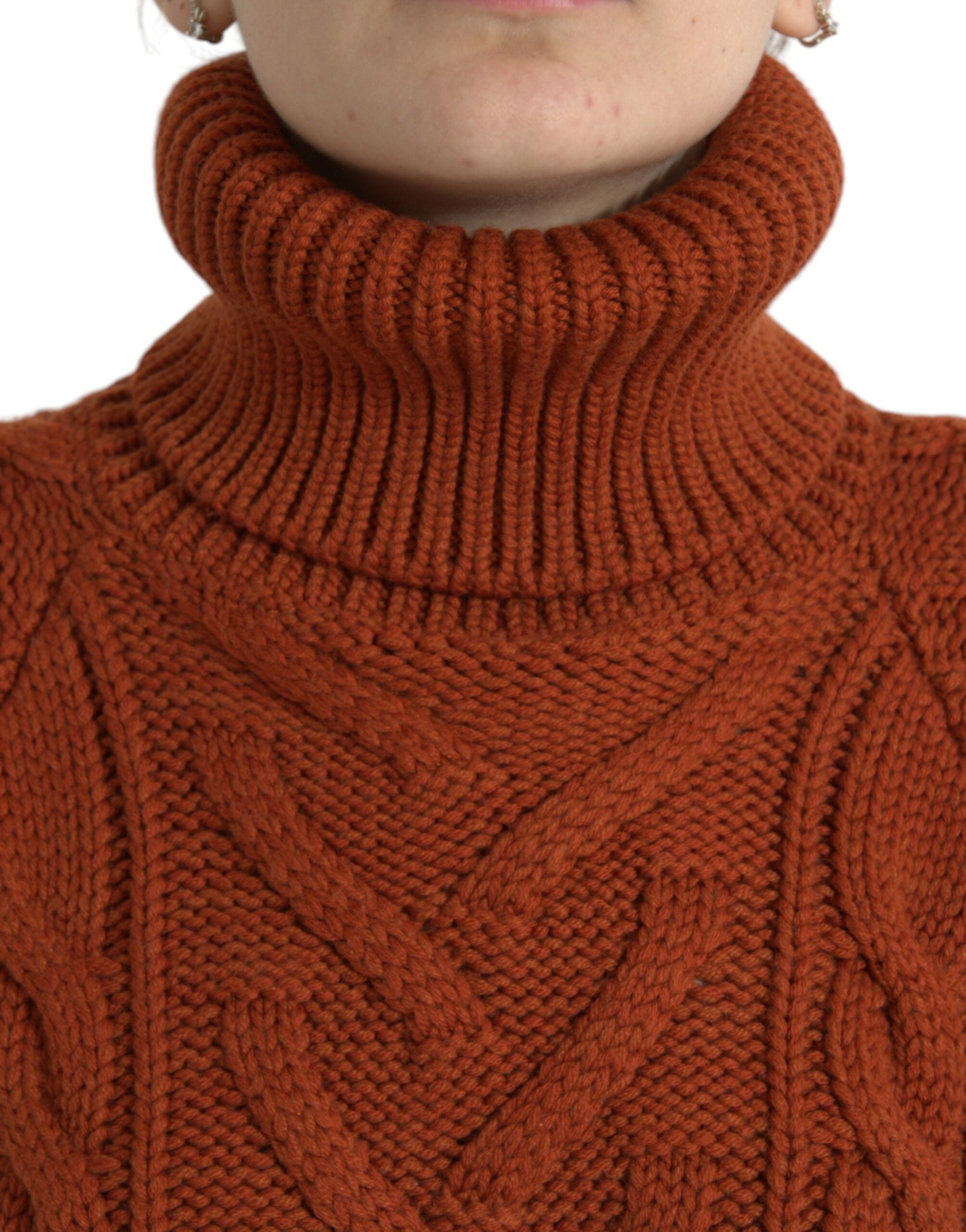 Dolce & Gabbana Elegant Brown Turtleneck Wool Women's Sweater