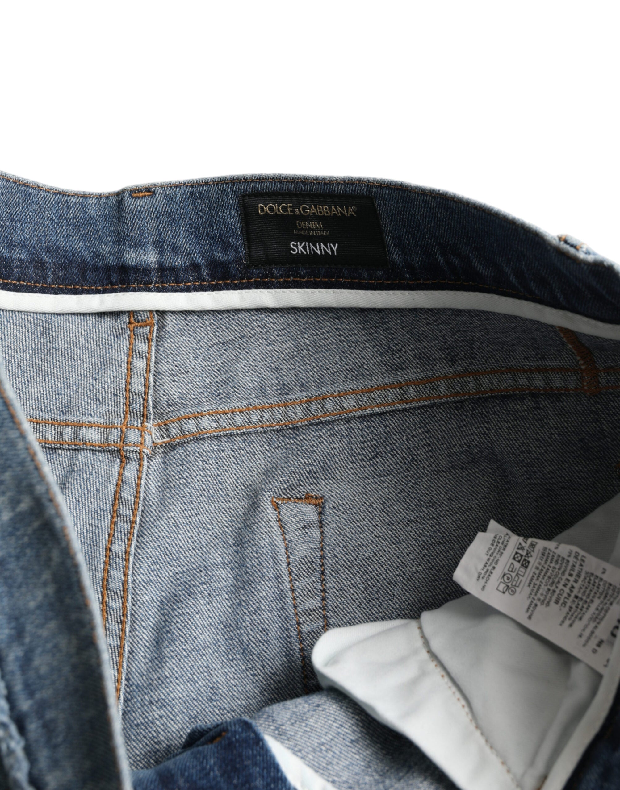 Dolce & Gabbana Blue Washed Skinny Cotton Stretch Denim Men's Jeans