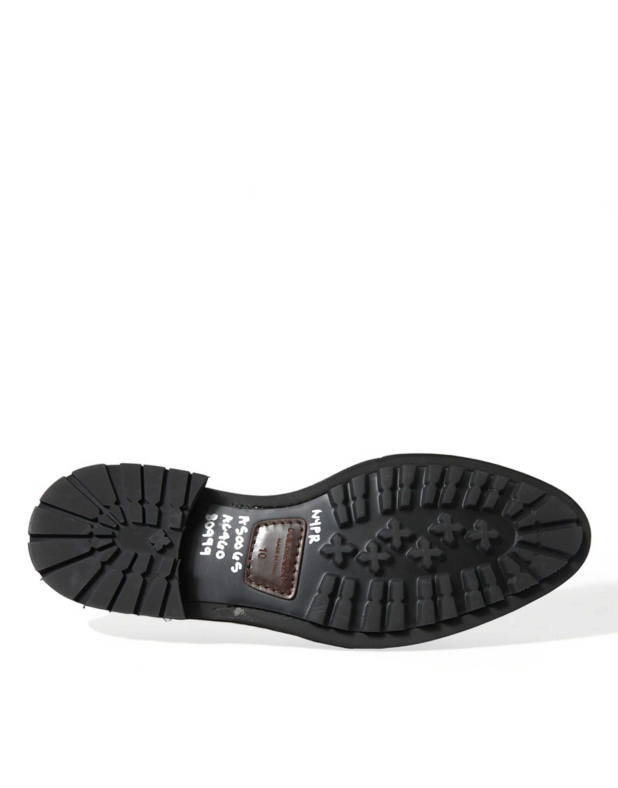 Dolce & Gabbana Black Leather Studded Loafers Dress Men's Shoes