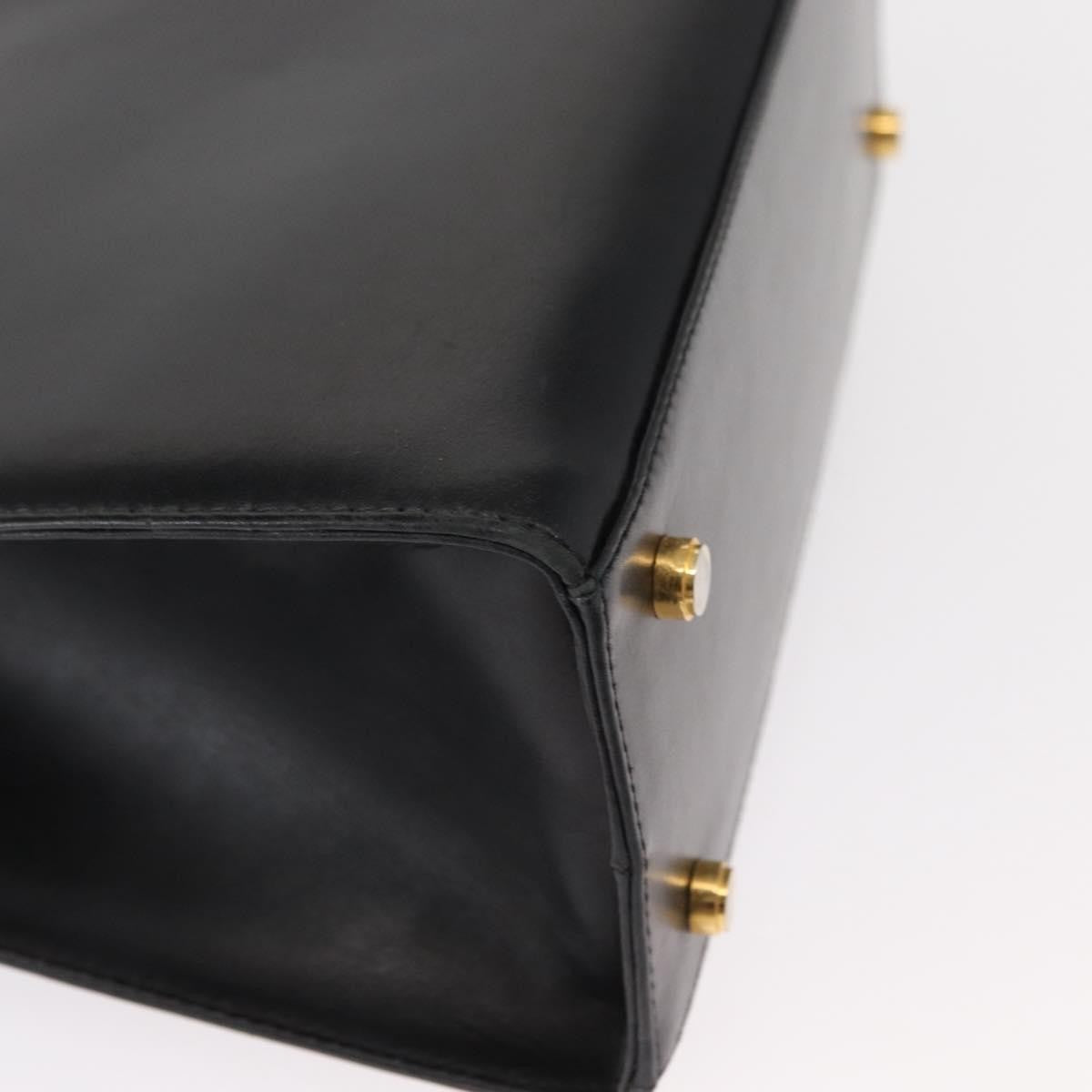 Salvatore Ferragamo Vintage Vara Bow Top Handle Leather Black Leather Handbag (Pre-Owned)
