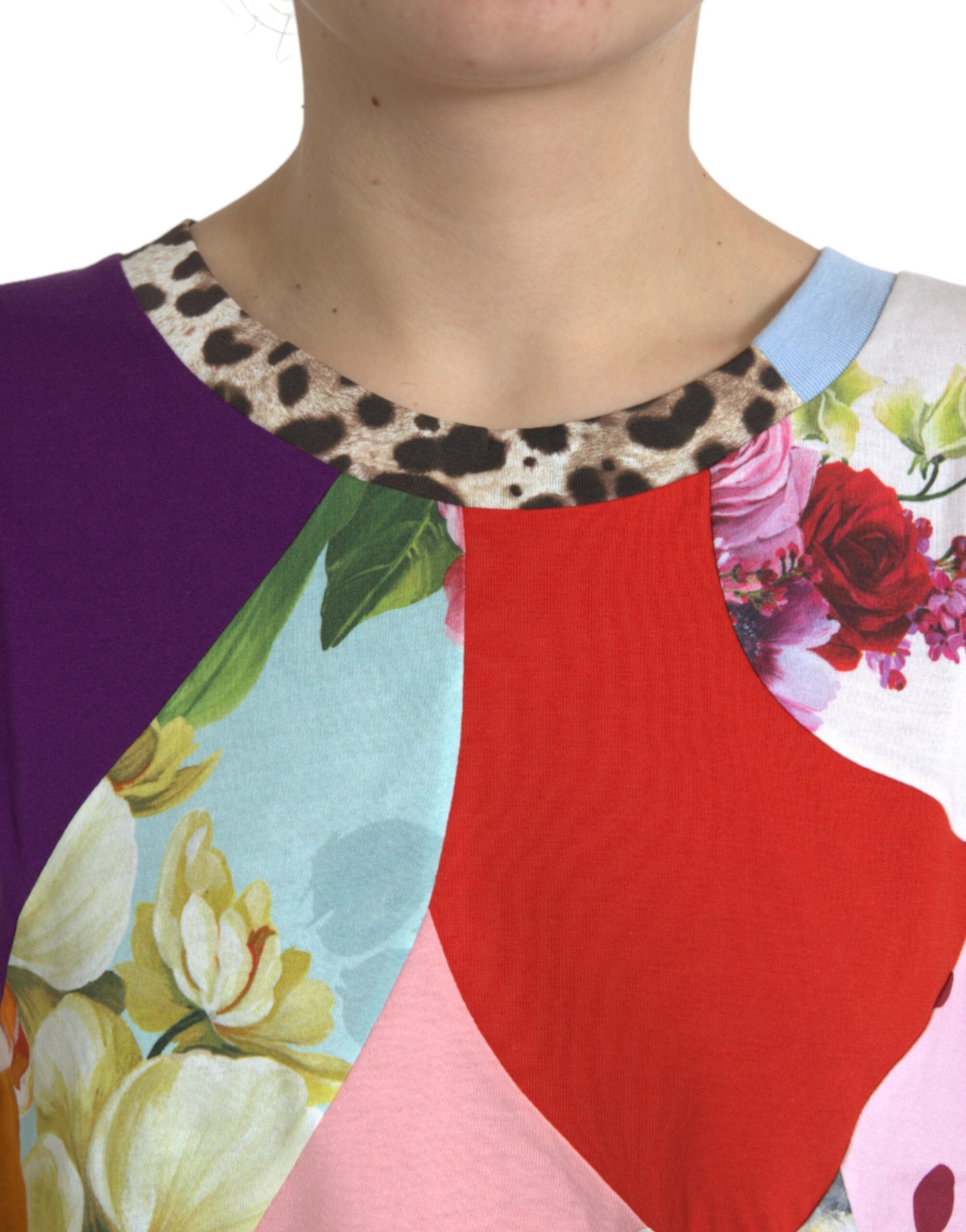 Dolce & Gabbana Multicolor Patchwork Cotton Silk Blouse Women's Top